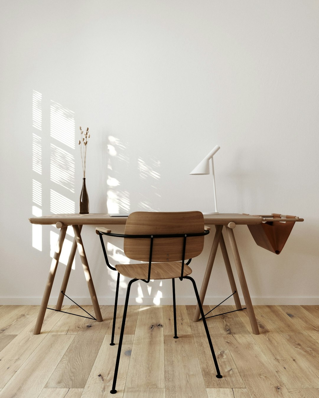 Designing a Modern Workspace with a Wooden Desk