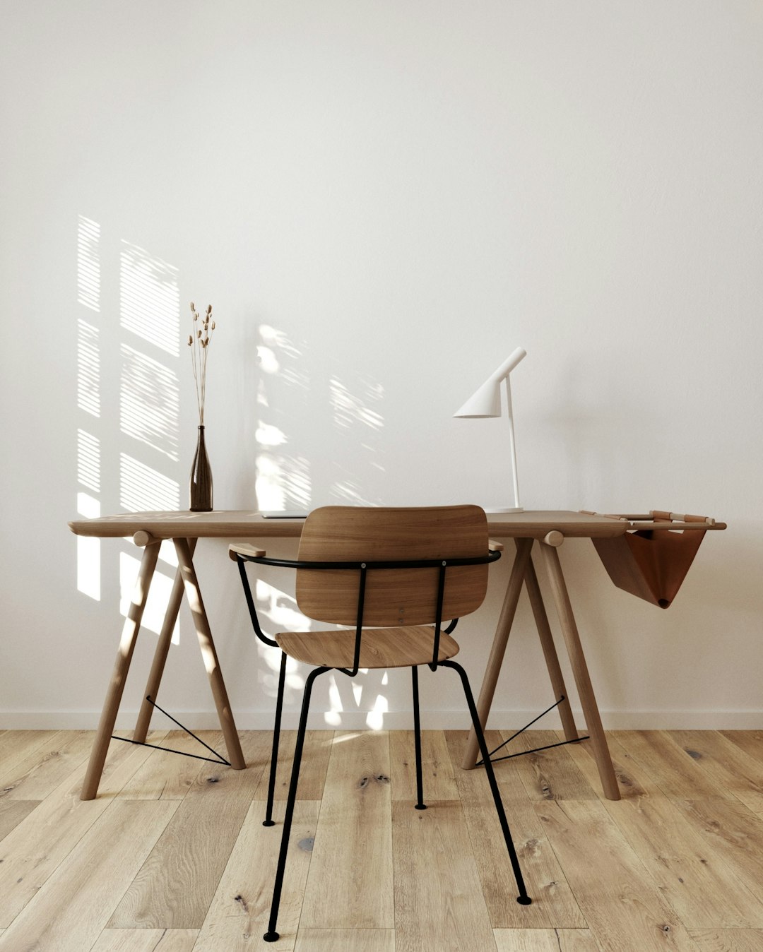 Designing a Modern Workspace with a Wooden Desk