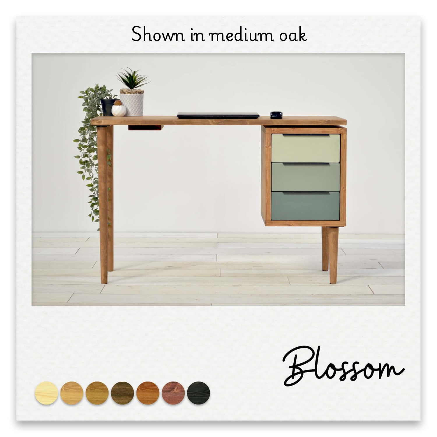 Mid - Century Executive Desk with 3 Drawer Pedestal - Blossom