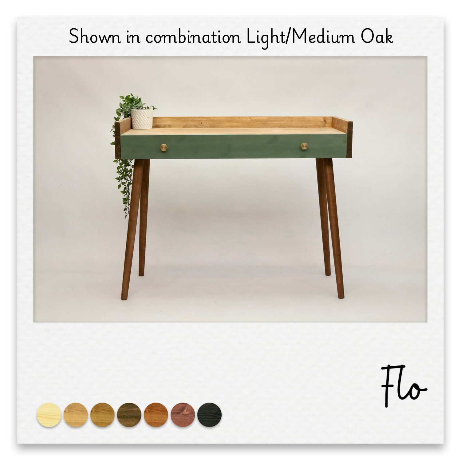 Modern Vintage Writing Desk with Desktop Lip - Flo
