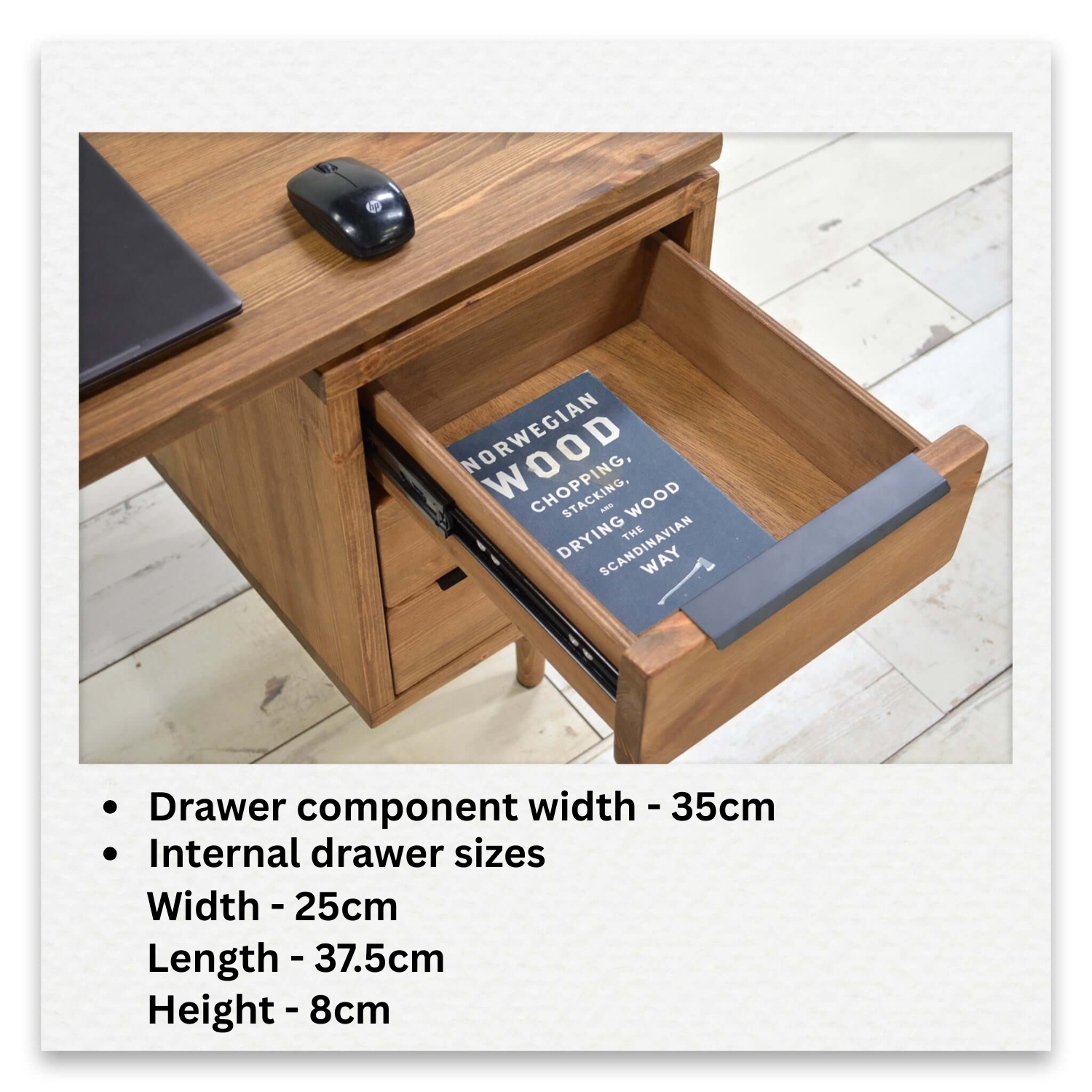 Large Mid Century Style Wooden Desk with 6 Drawers - Margot