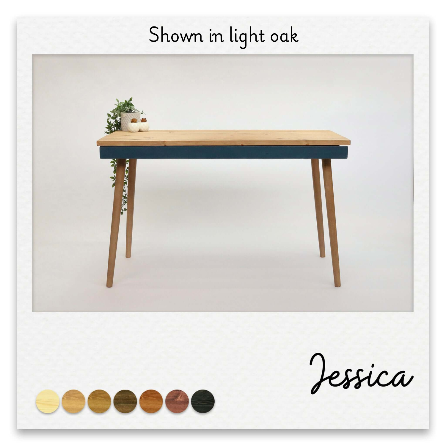 Scandinavian Simple Desk with Shallow Drawer and Painted Drawer Face - Jessica