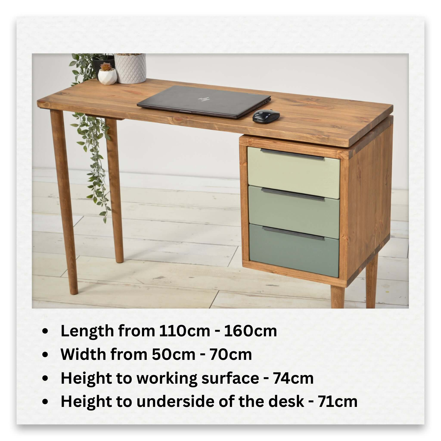 Mid - Century Executive Desk with 3 Drawer Pedestal - Blossom
