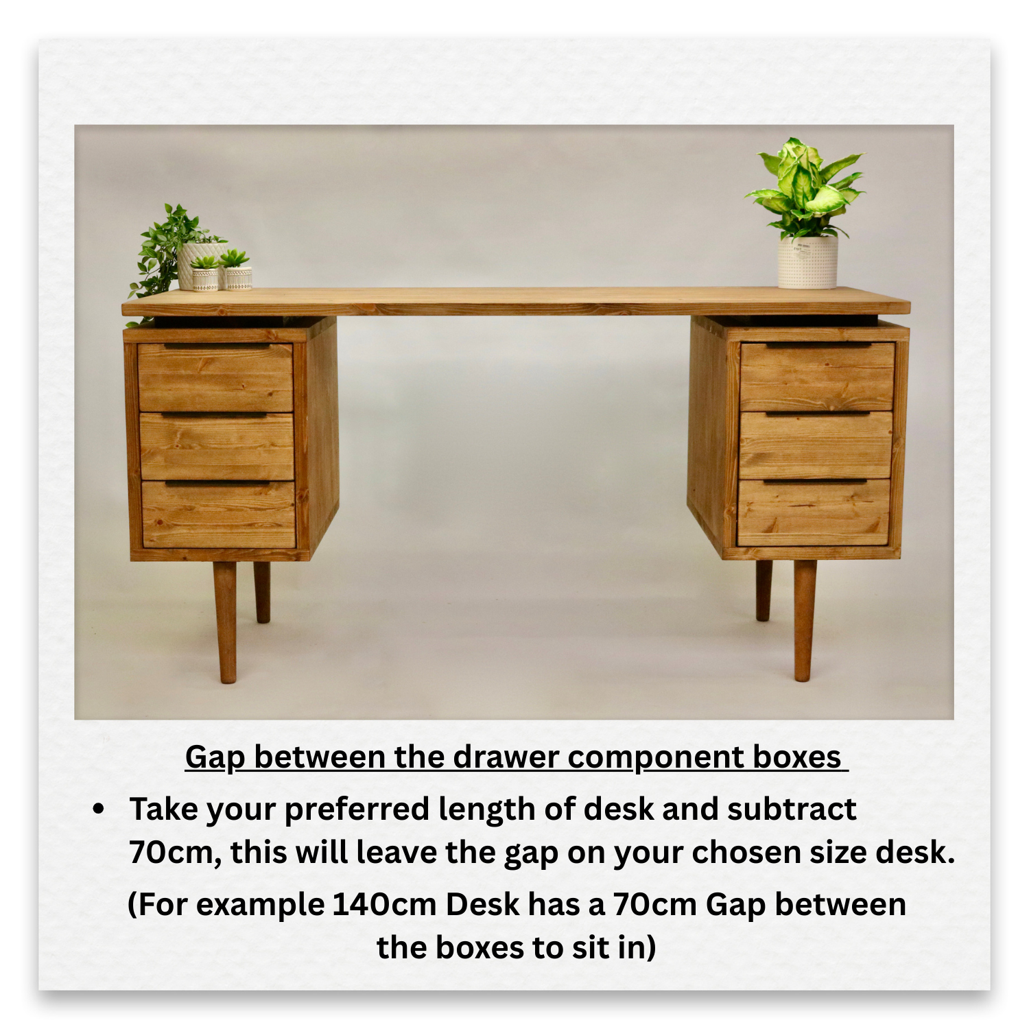 Large Mid Century Style Wooden Desk with 6 Drawers - Margot