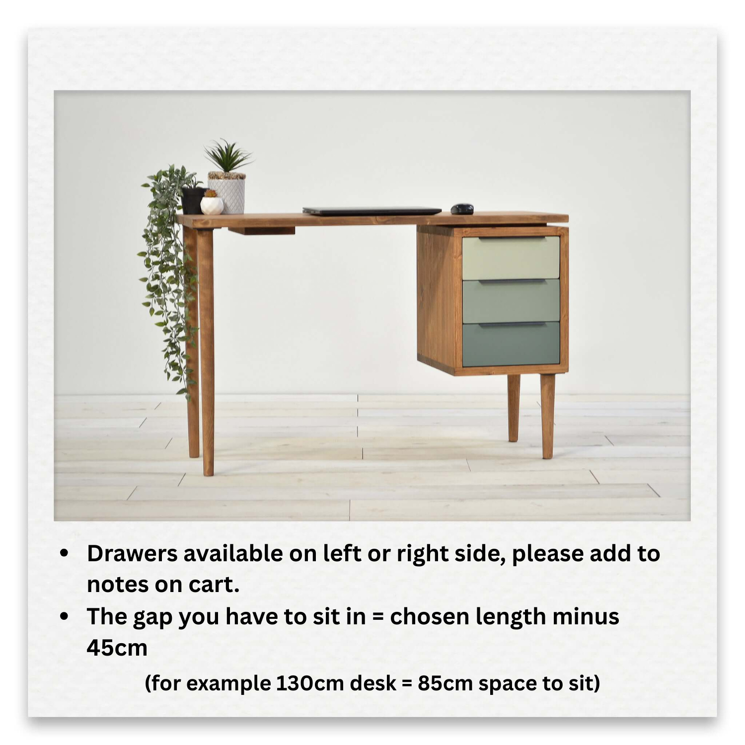 Mid - Century Executive Desk with 3 Drawer Pedestal - Blossom