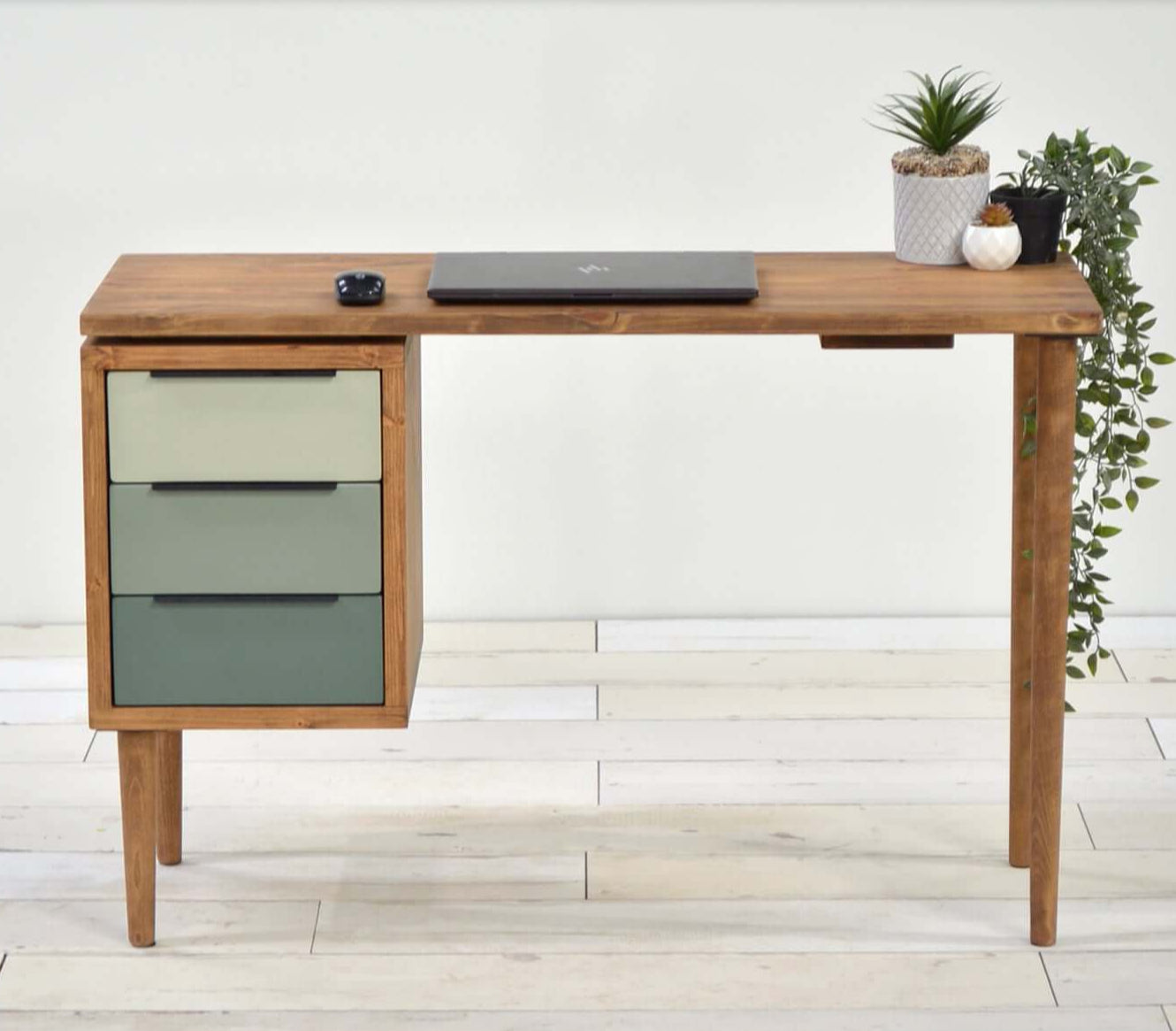 Mid - Century Executive Desk with 3 Drawer Pedestal - Blossom