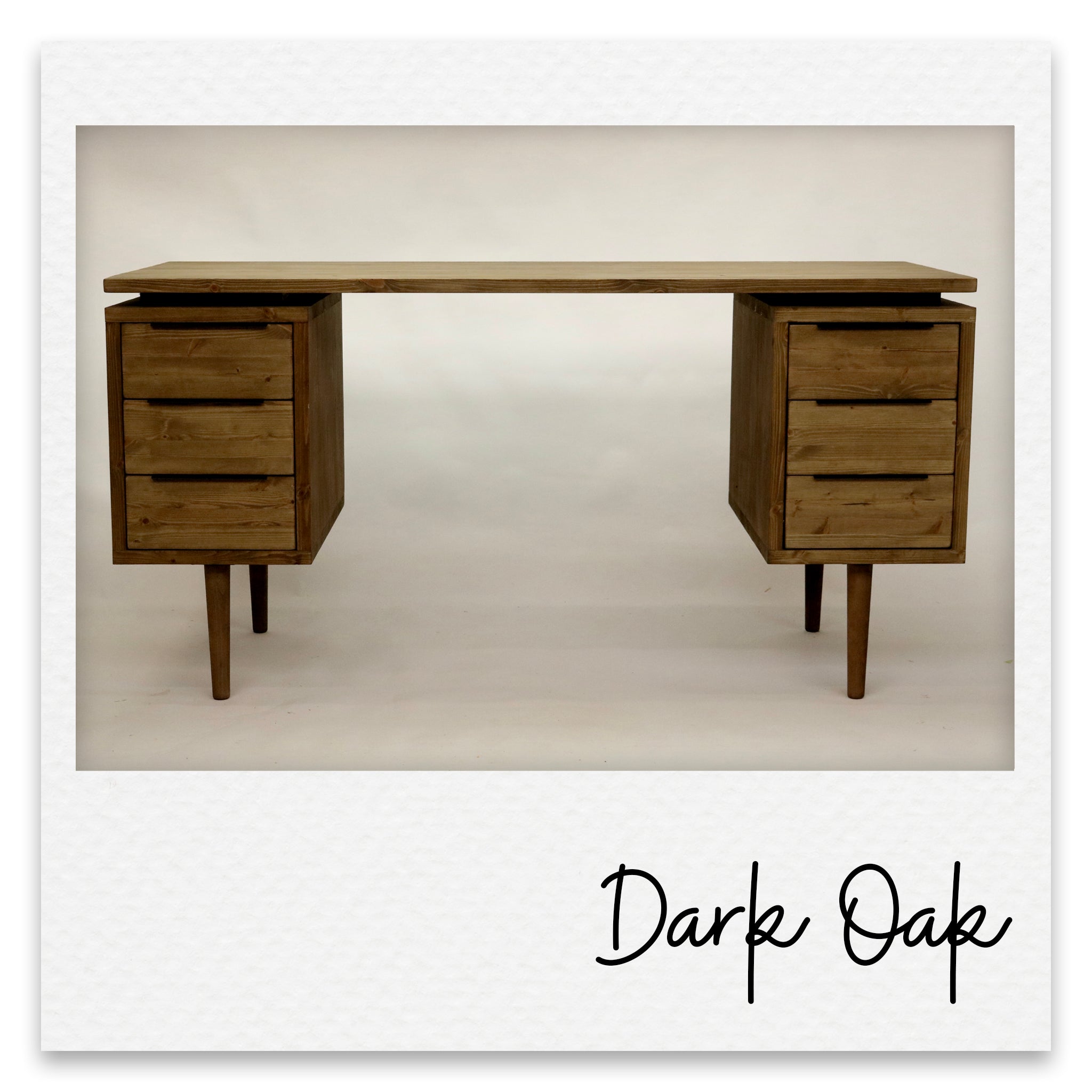 Large Mid Century Style Wooden Desk with 6 Drawers - Margot