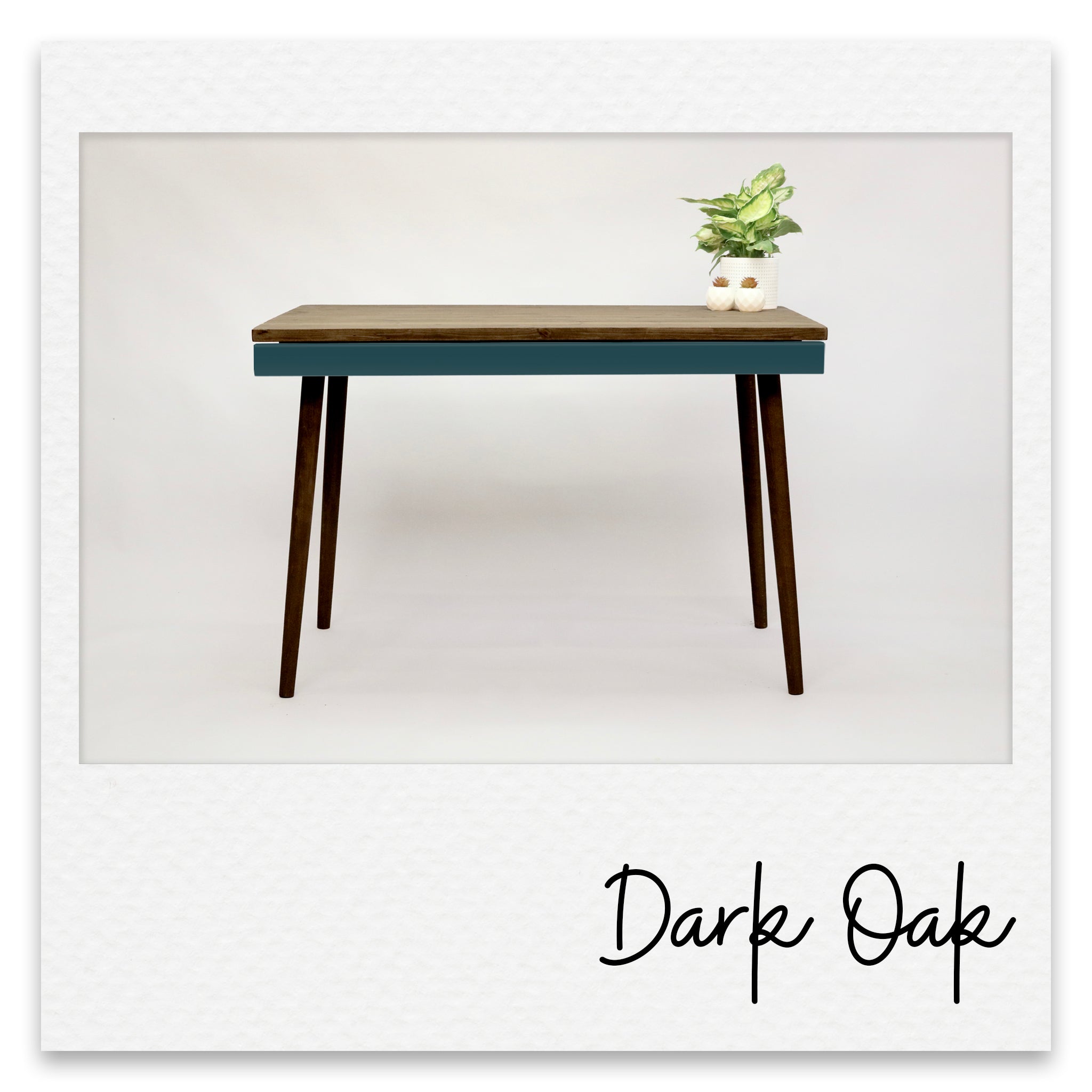 Scandinavian Simple Desk with Shallow Drawer and Painted Drawer Face - Jessica