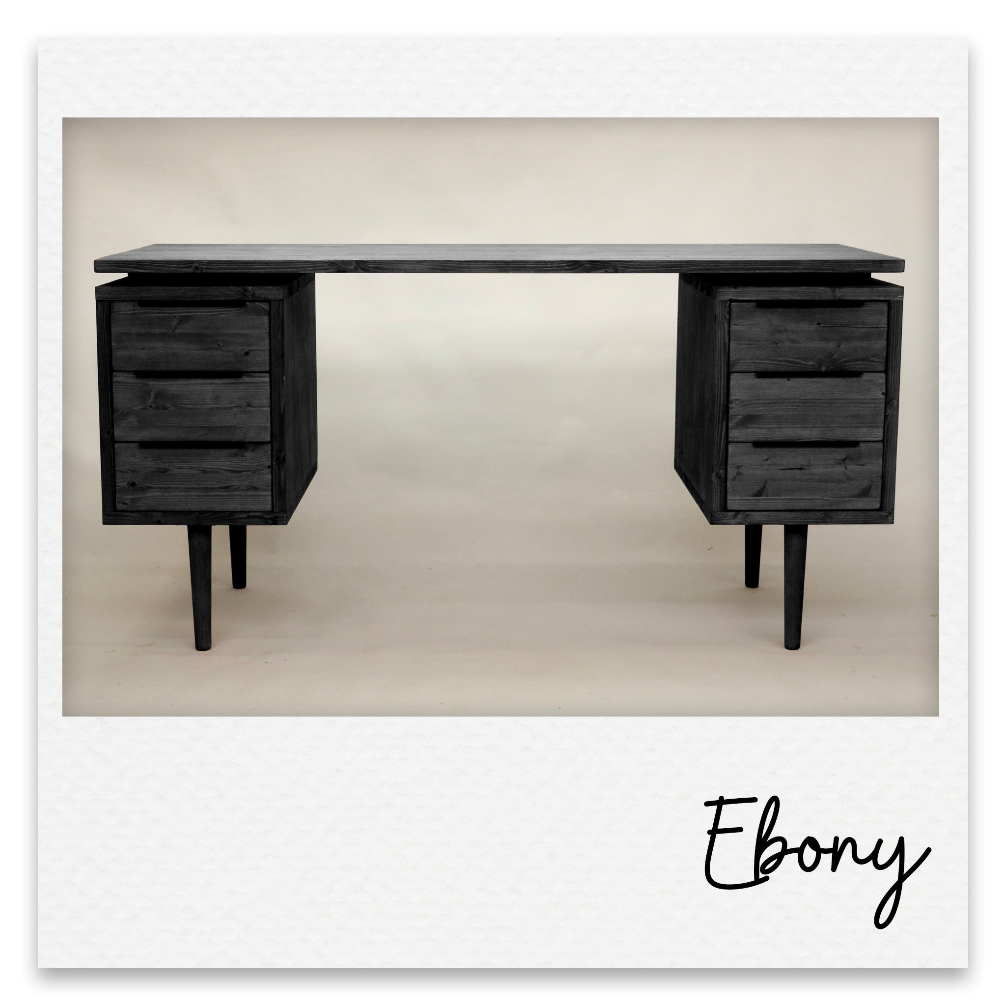 Large Mid Century Style Wooden Desk with 6 Drawers - Margot