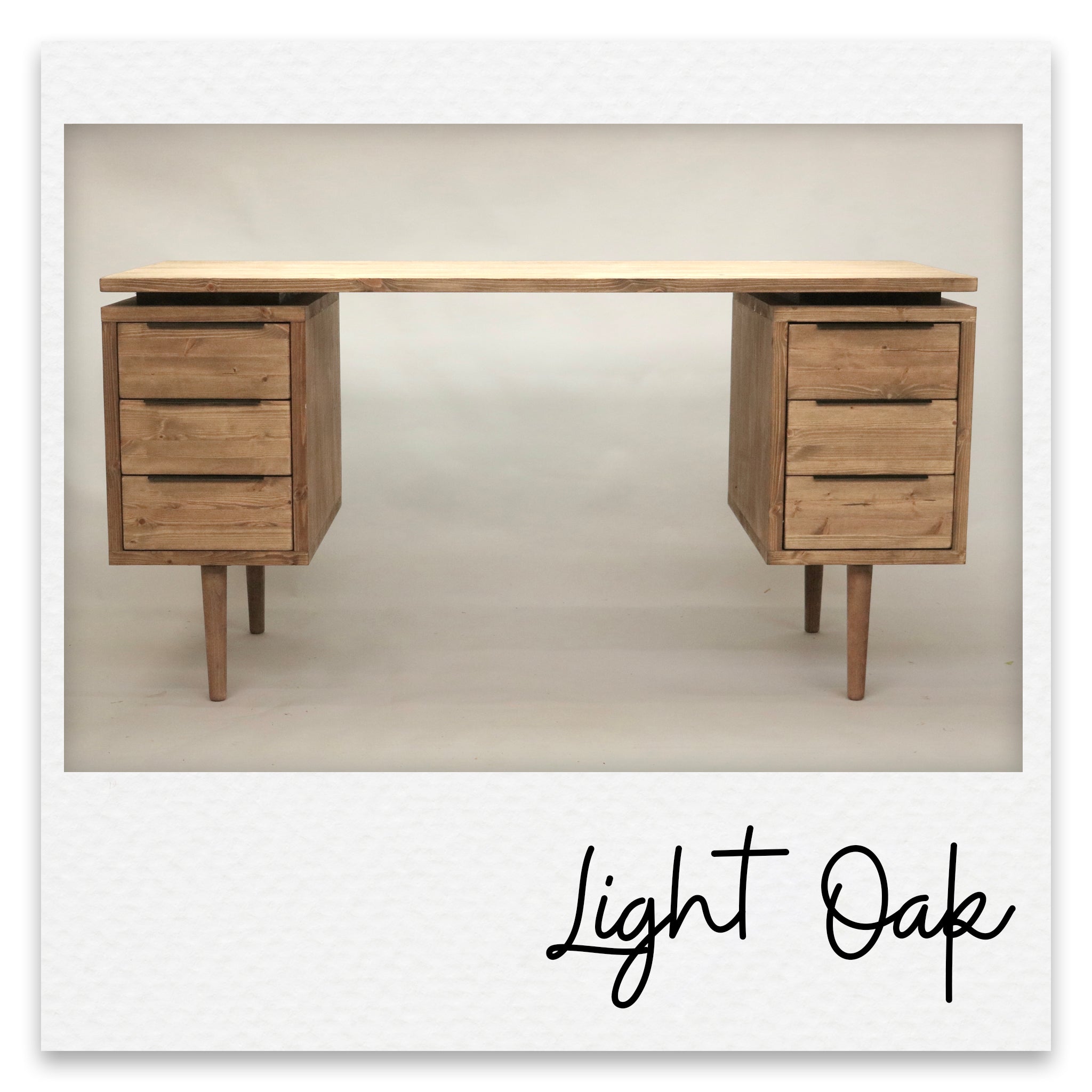 Large Mid Century Style Wooden Desk with 6 Drawers - Margot