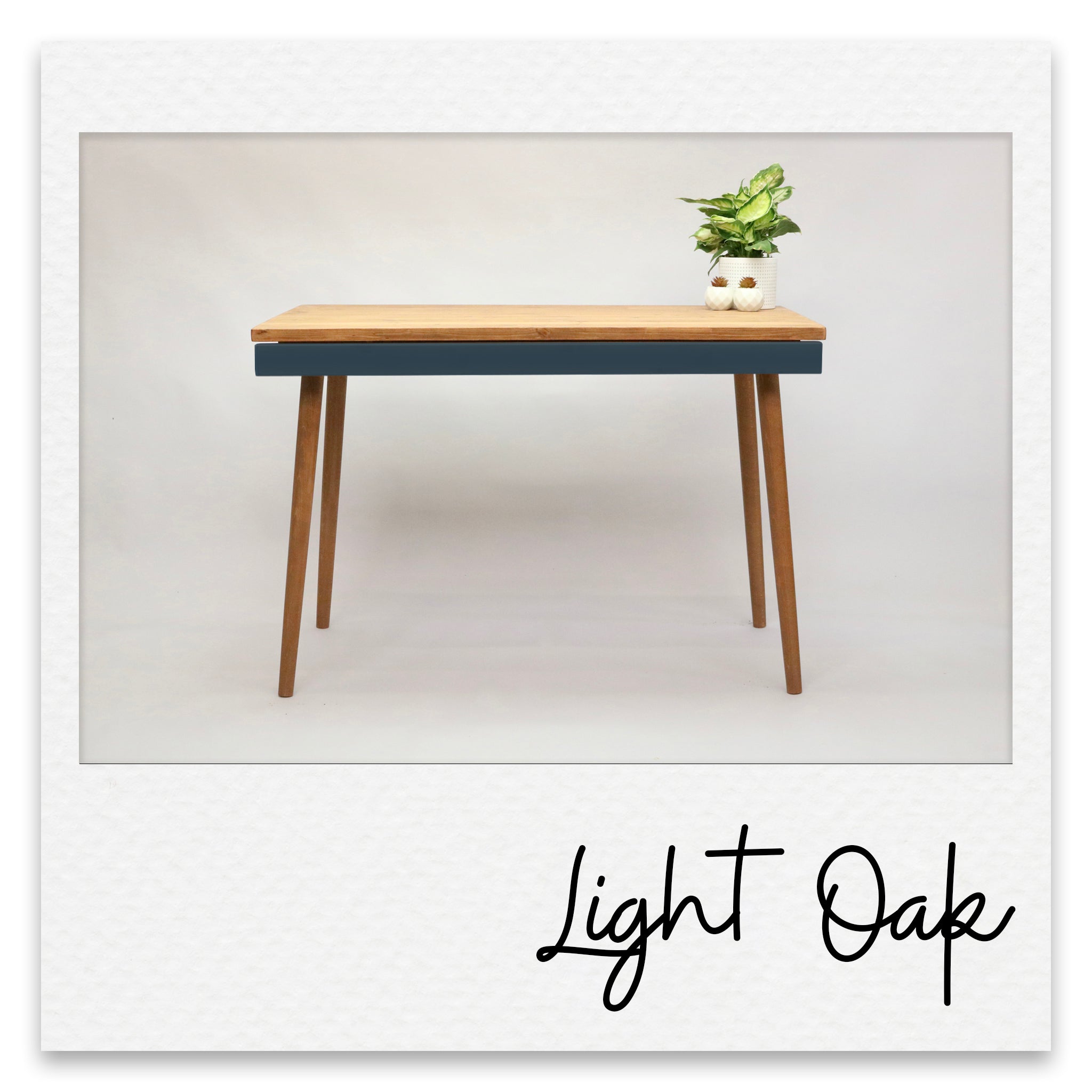 Scandinavian Simple Desk with Shallow Drawer and Painted Drawer Face - Jessica