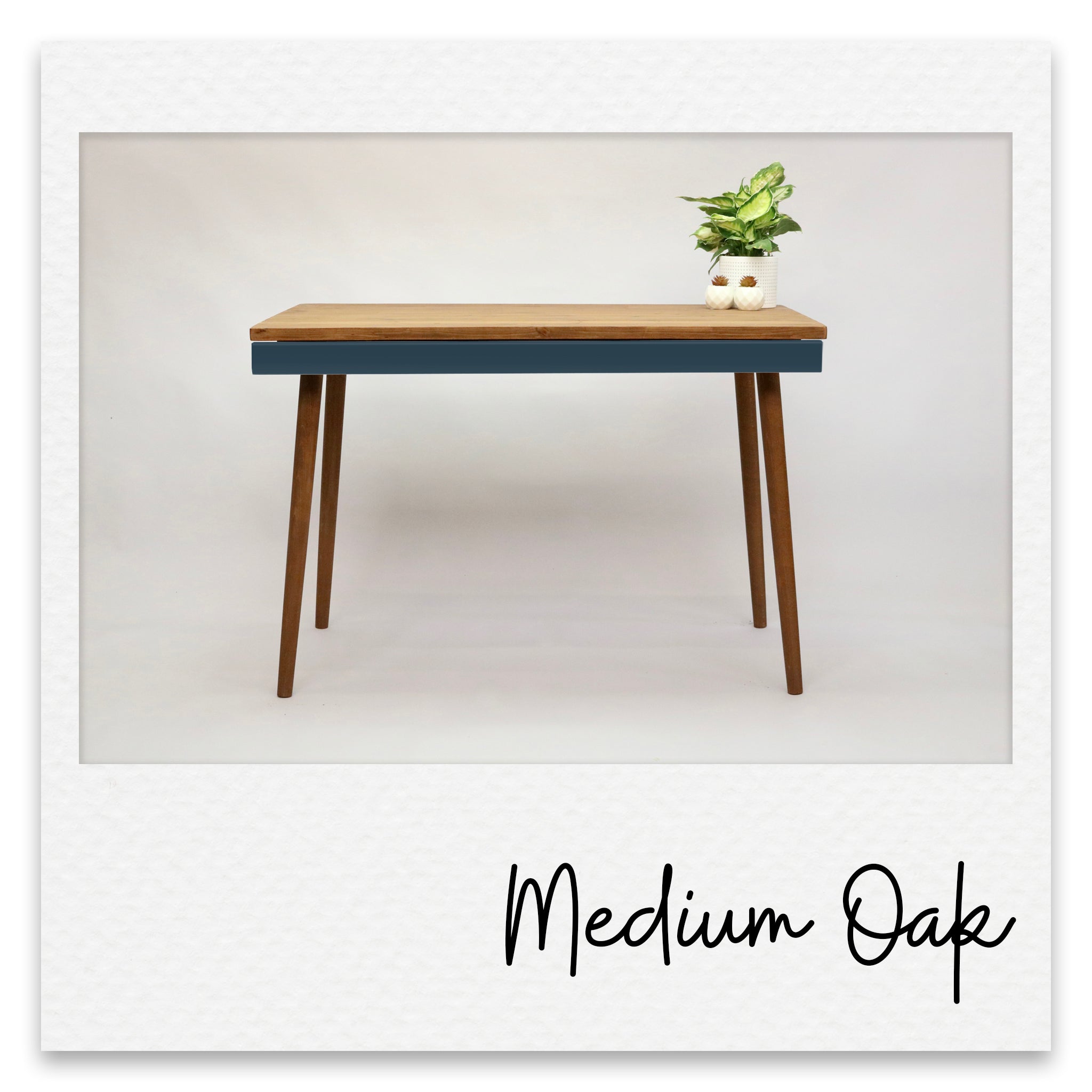 Scandinavian Simple Desk with Shallow Drawer and Painted Drawer Face - Jessica