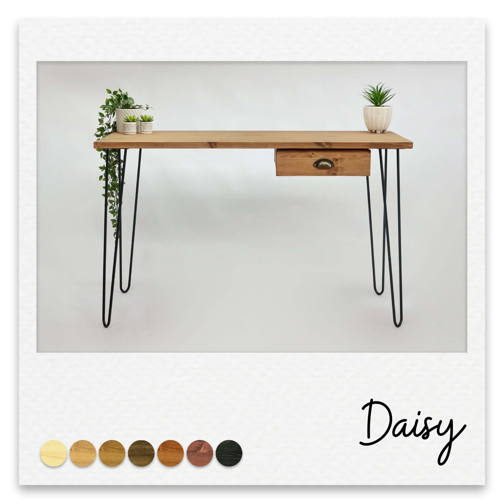 Desk with hairpin legs shop and drawers