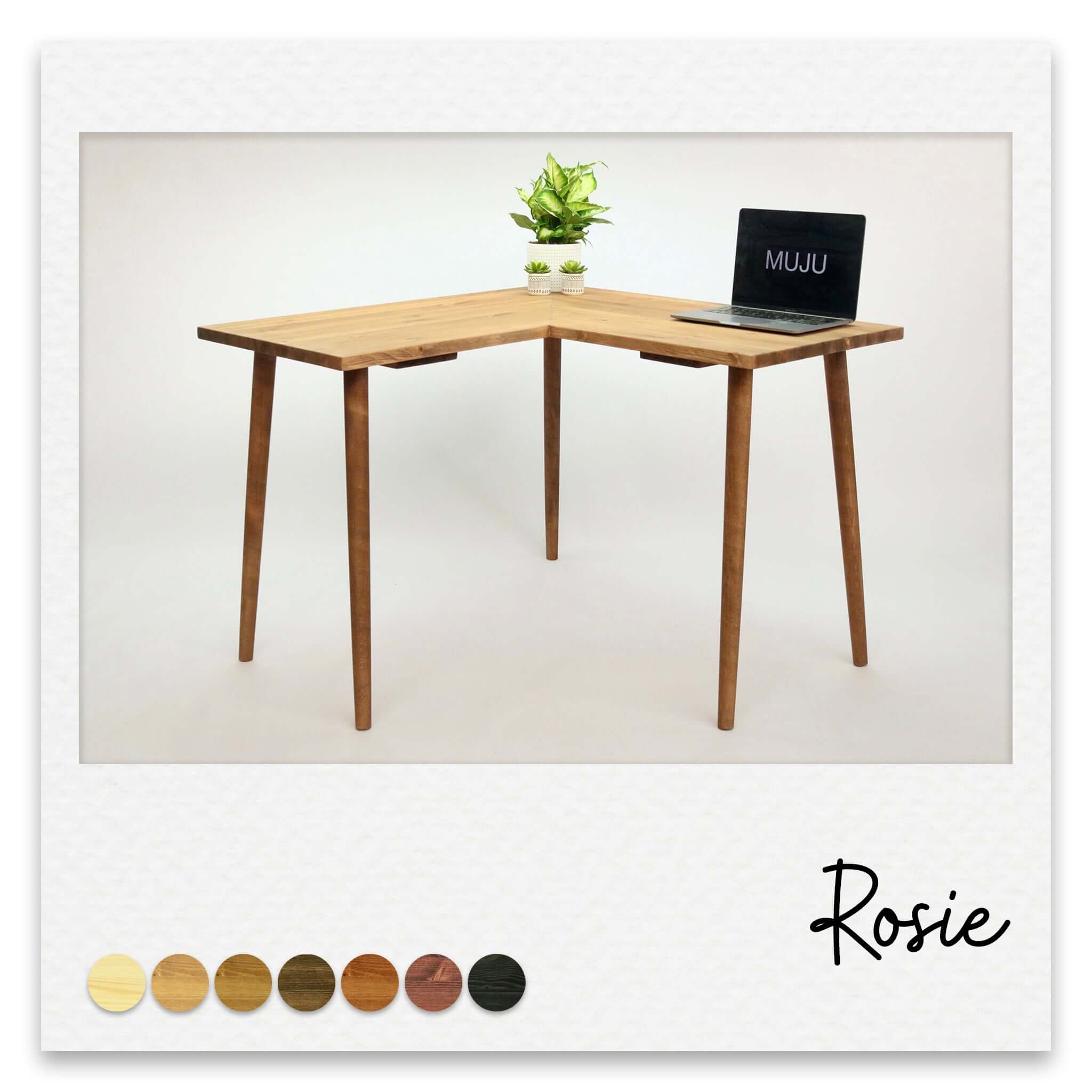 L Shaped Simple Corner Desk in Solid Wood