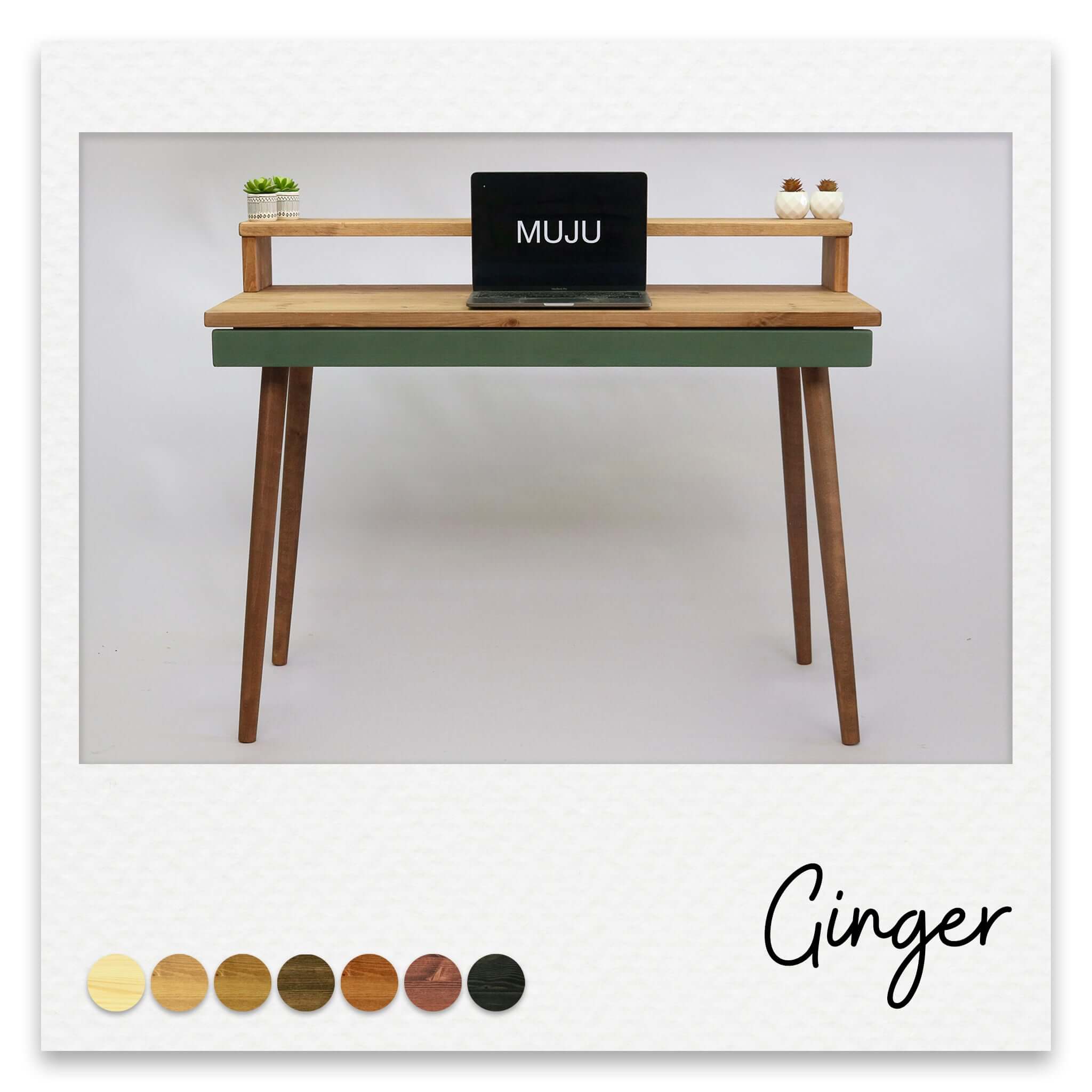 Office Desk with Monitor Stand, Accent Coloured Drawer and Monitor Stand