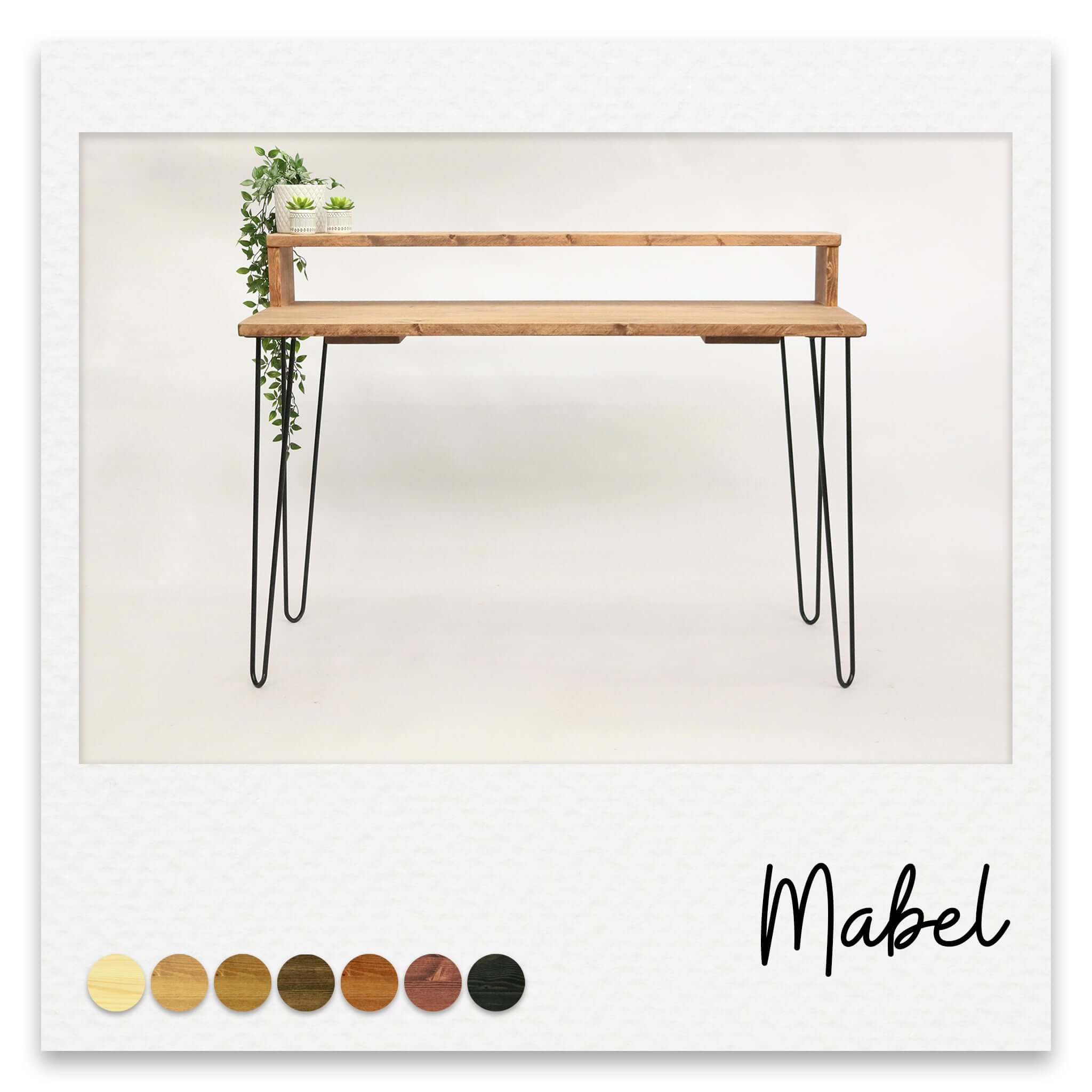 Retro Hairpin Leg Desk With Monitor Stand - Mabel