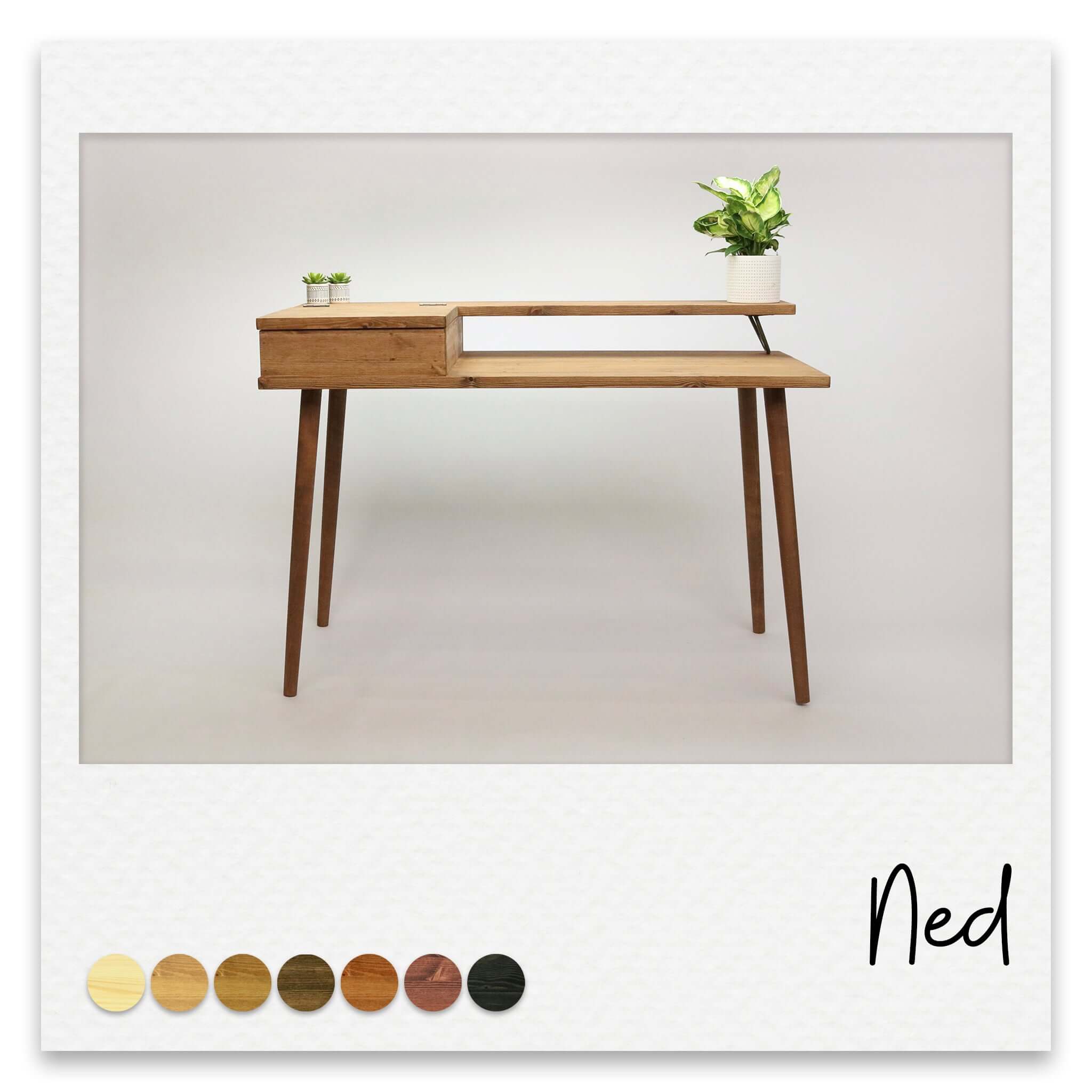 Classic Wooden Desk with Monitor Stand and Flip Top Storage