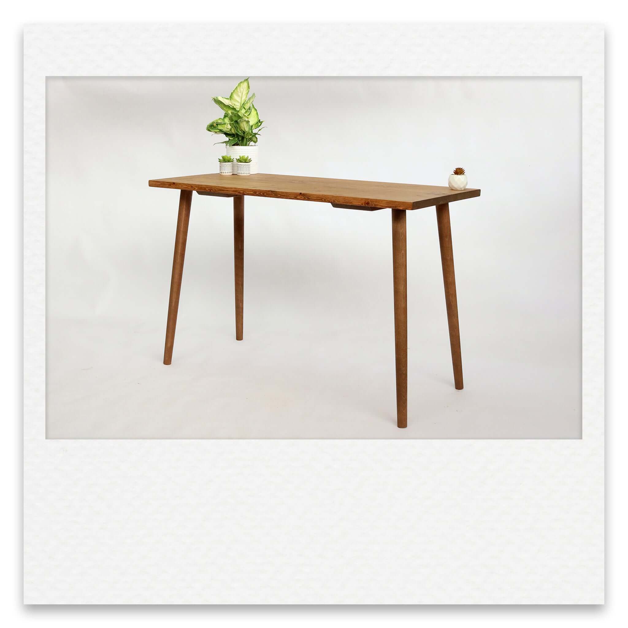 Simple Solid Wood Desk with Turned Wooden Legs