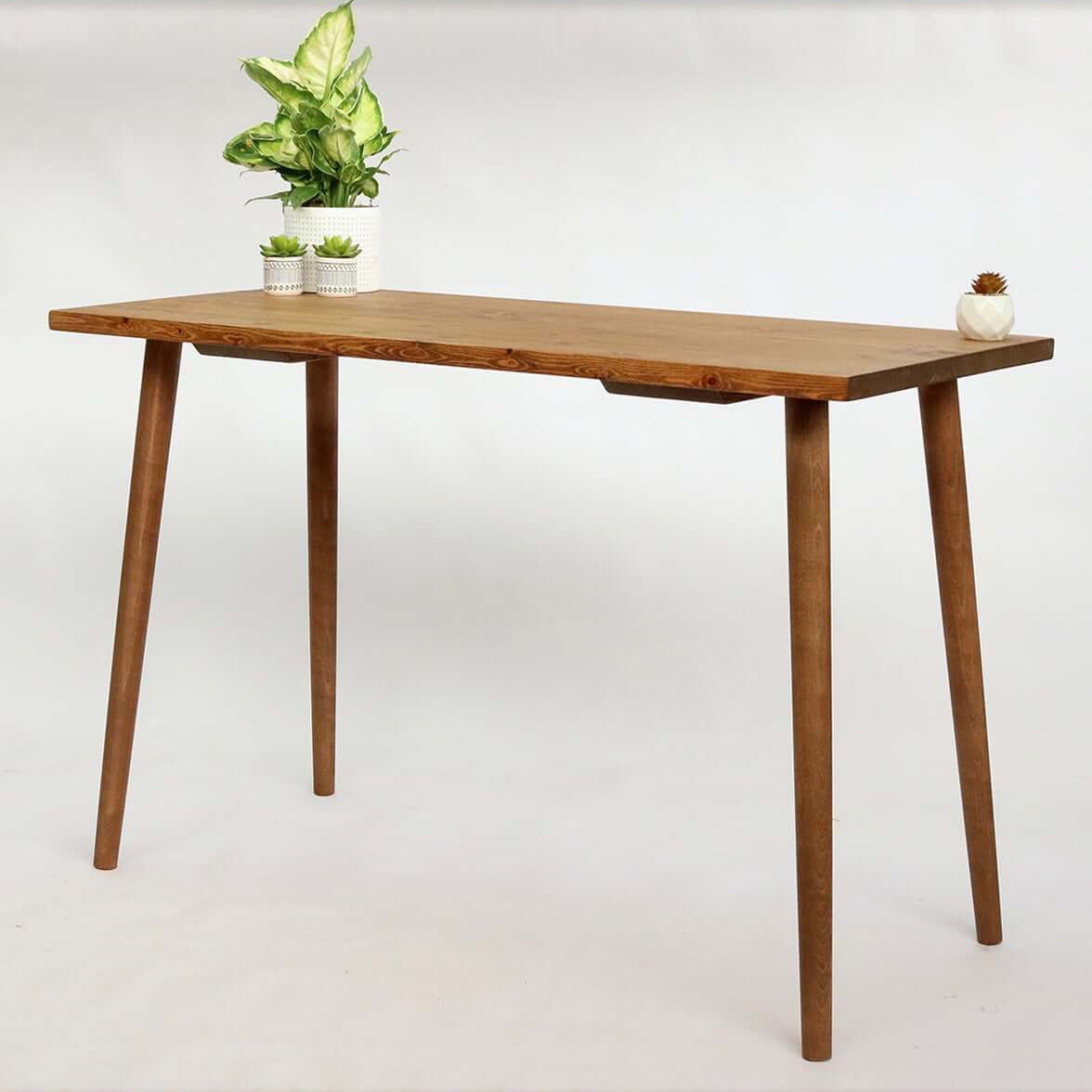 Simple Solid Wood Desk with Turned Wooden Legs
