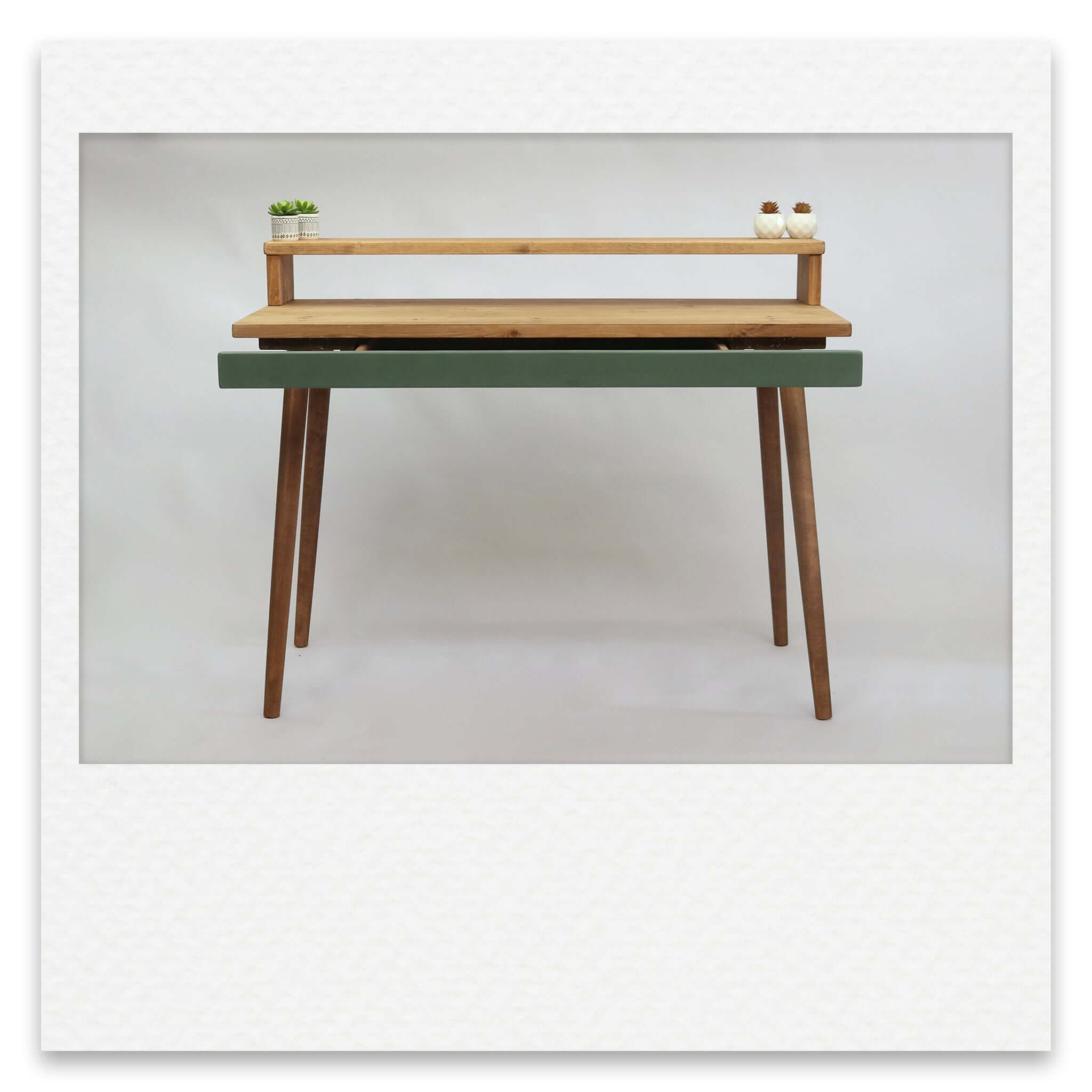 Office Desk with Monitor Stand, Accent Coloured Drawer and Monitor Stand