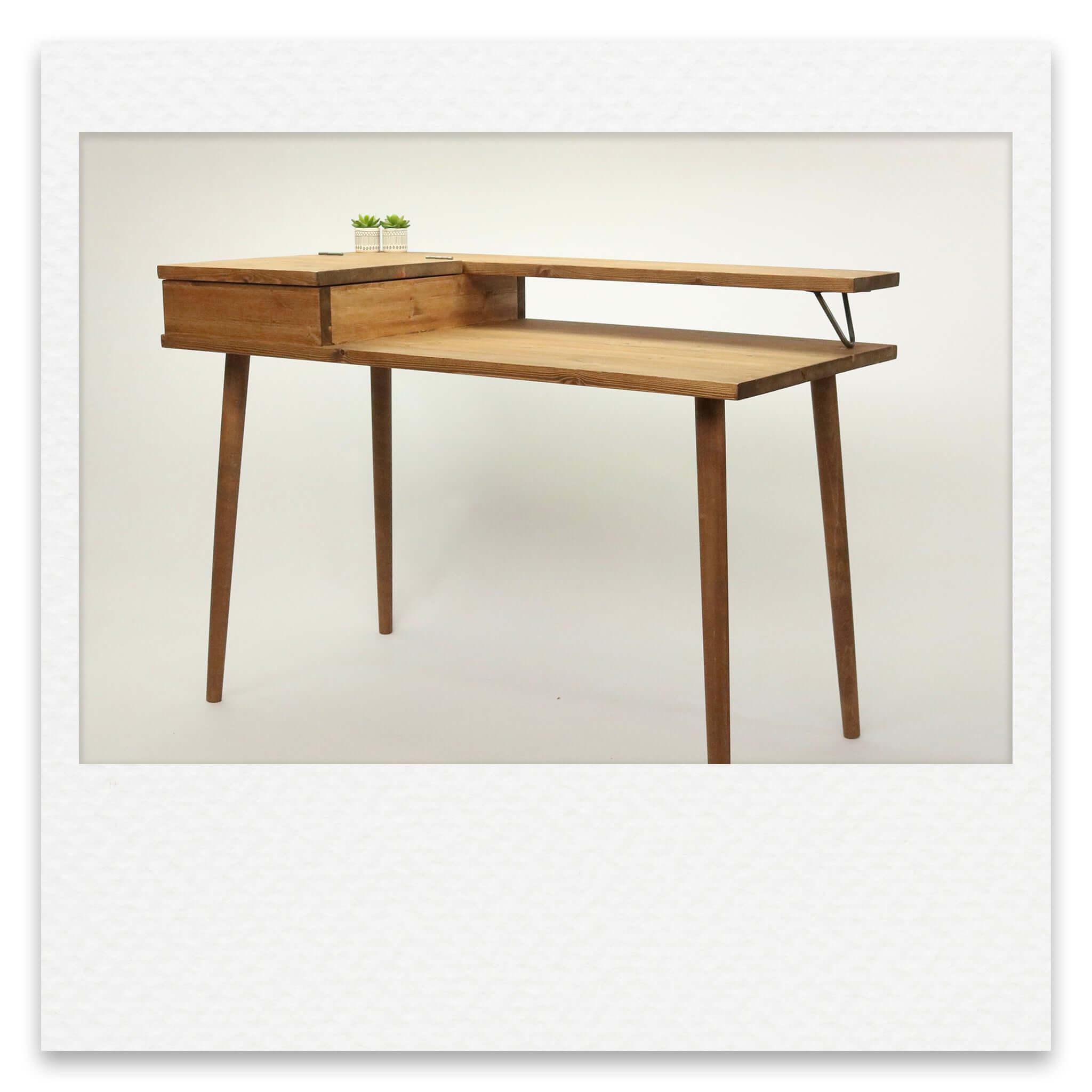 Desk with Monitor Stand and Flip Top Storage