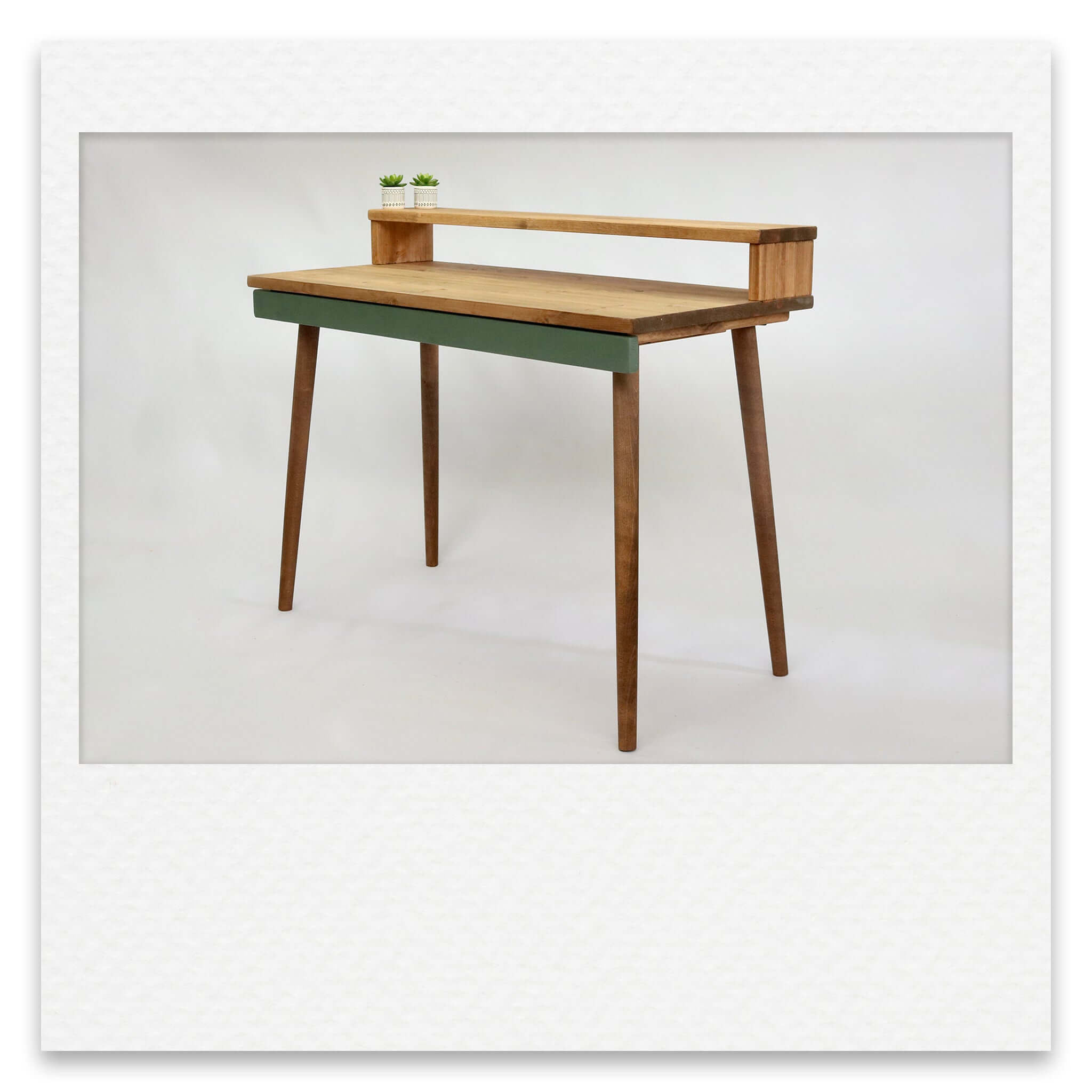 Office Desk with Monitor Stand, Accent Coloured Drawer and Monitor Stand