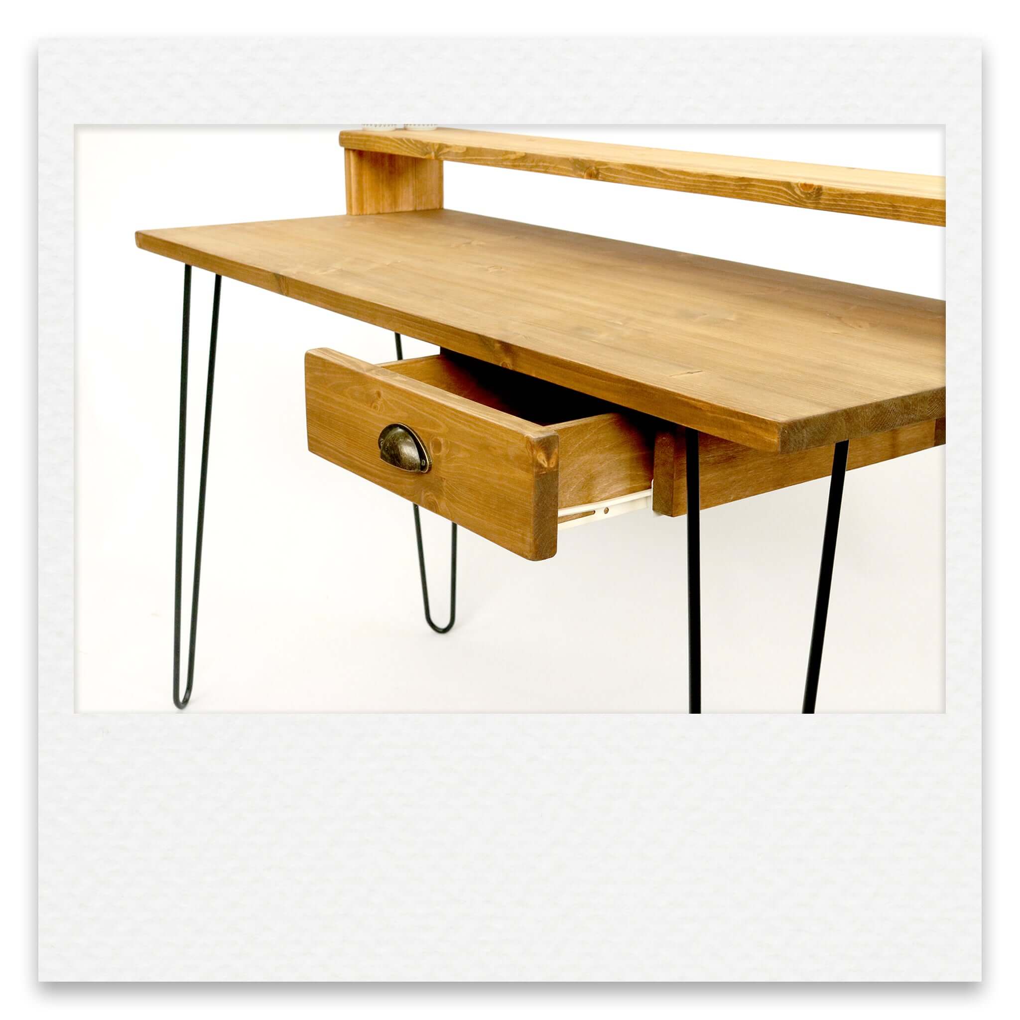 Vintage Desk with Monitor Stand and Hairpin Legs