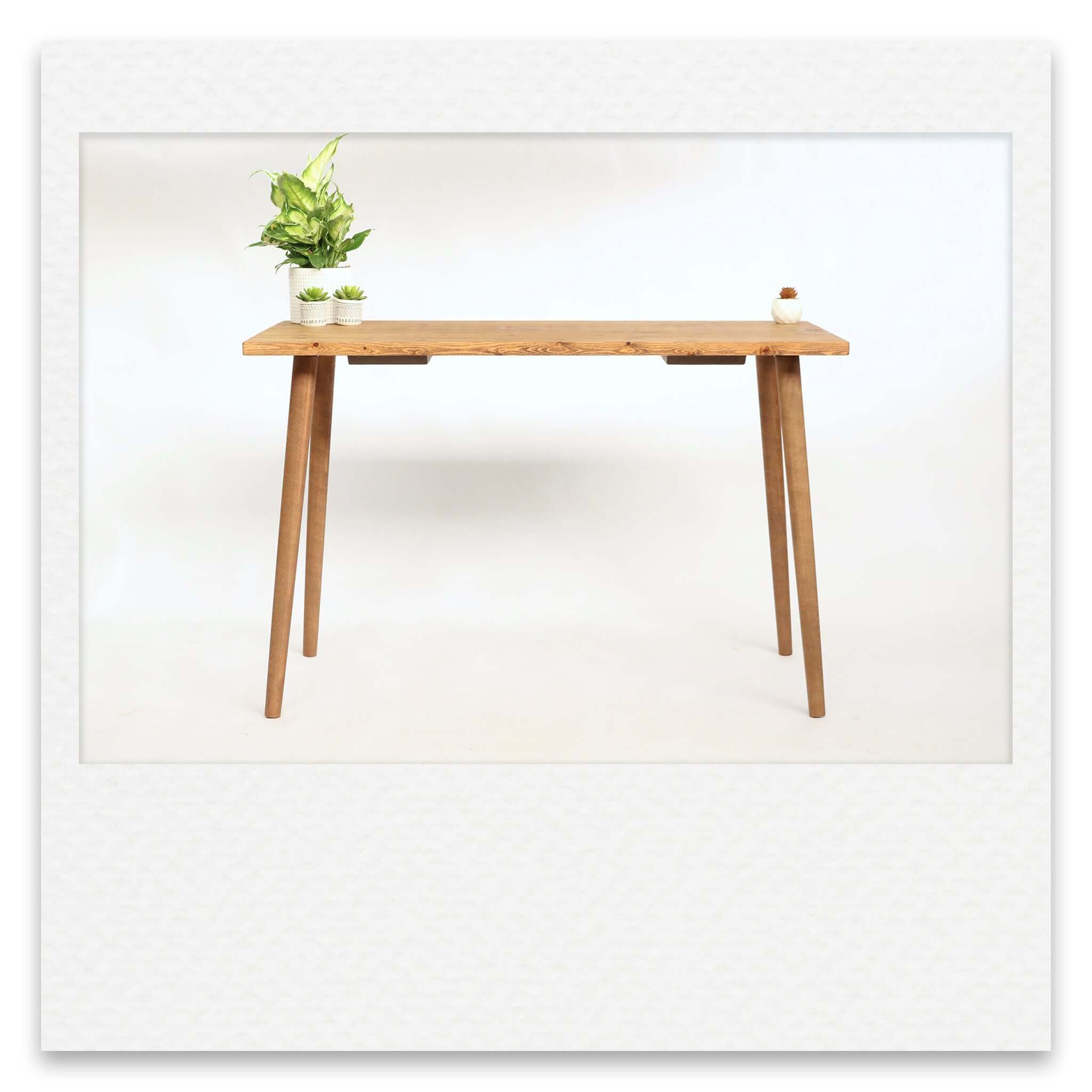 Simple Solid Wood Desk with Turned Wooden Legs