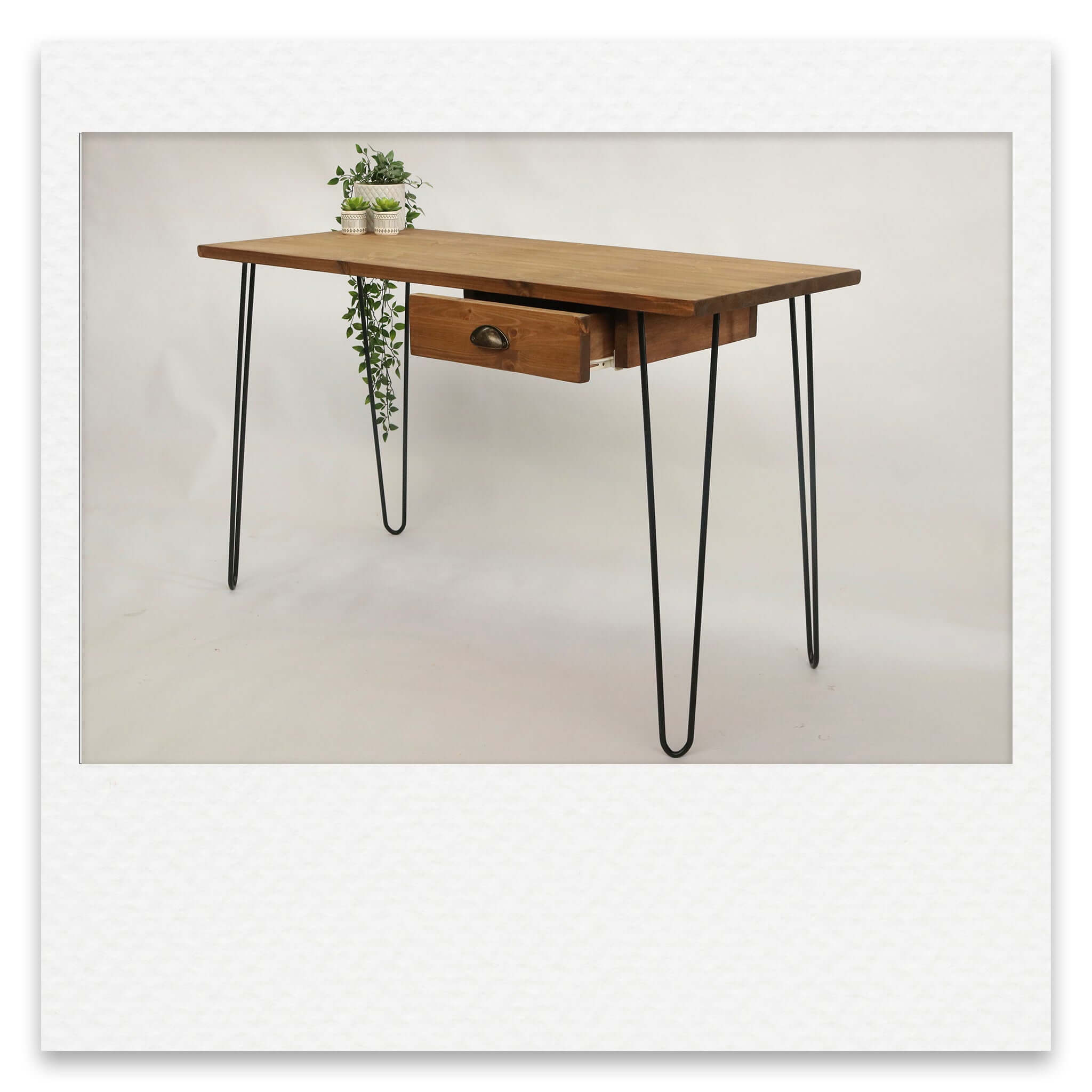 Vintage Desk with Compact Drawer and Hairpin Legs