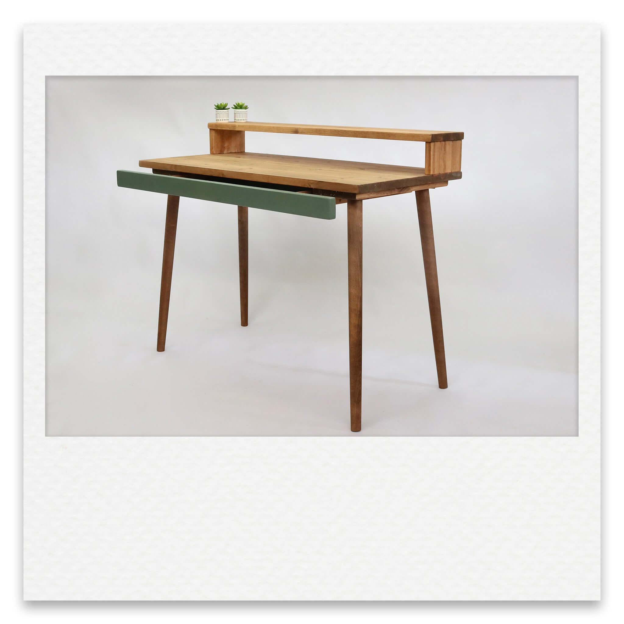 Office Desk with Monitor Stand, Accent Coloured Drawer and Monitor Stand