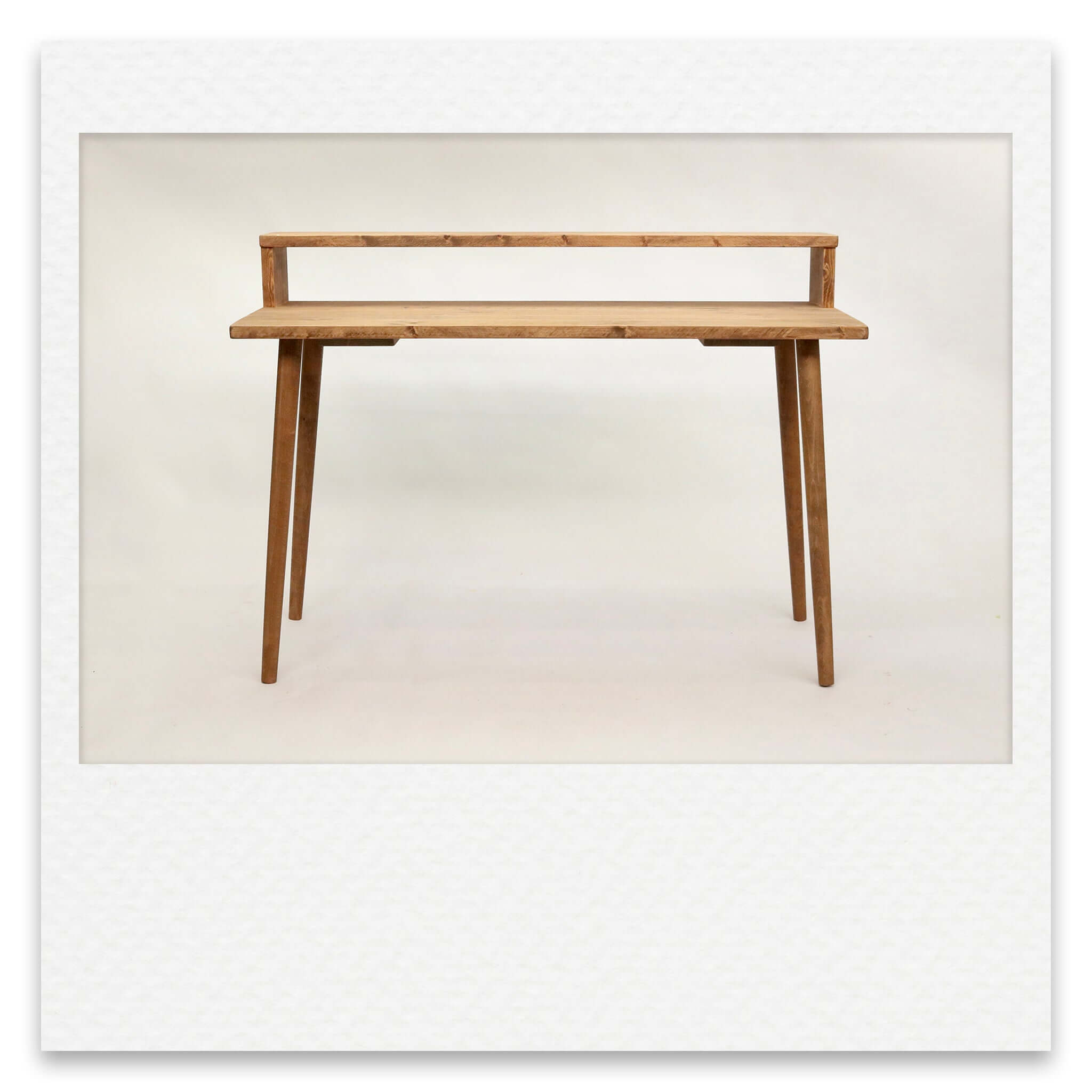Solid Wood Computer Desk with Monitor Stand and Wooden Legs