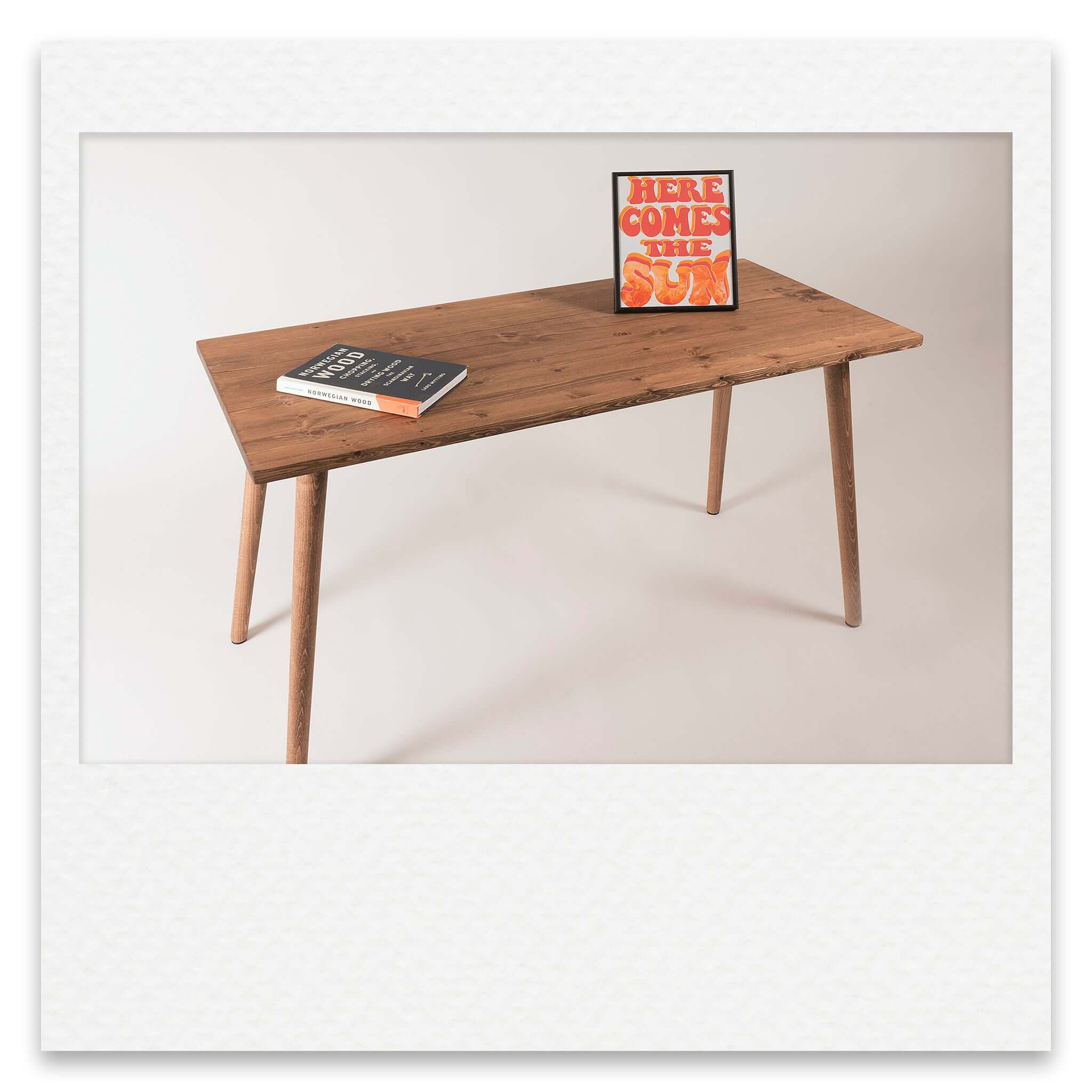 Simple Solid Wood Desk with Turned Wooden Legs