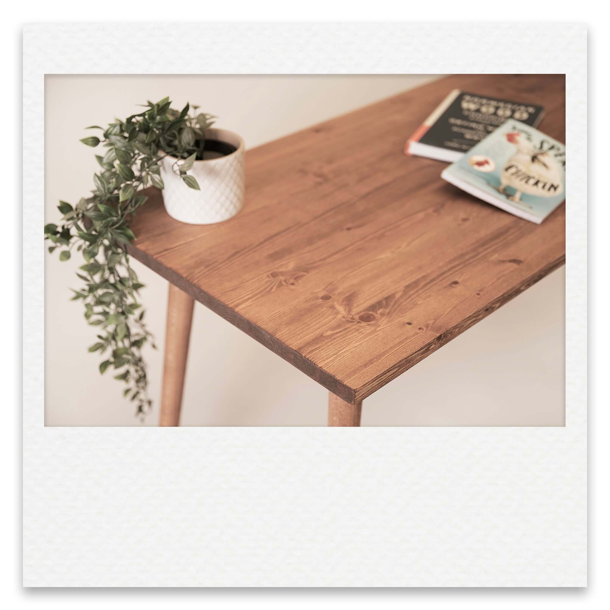 Simple Solid Wood Desk with Turned Wooden Legs