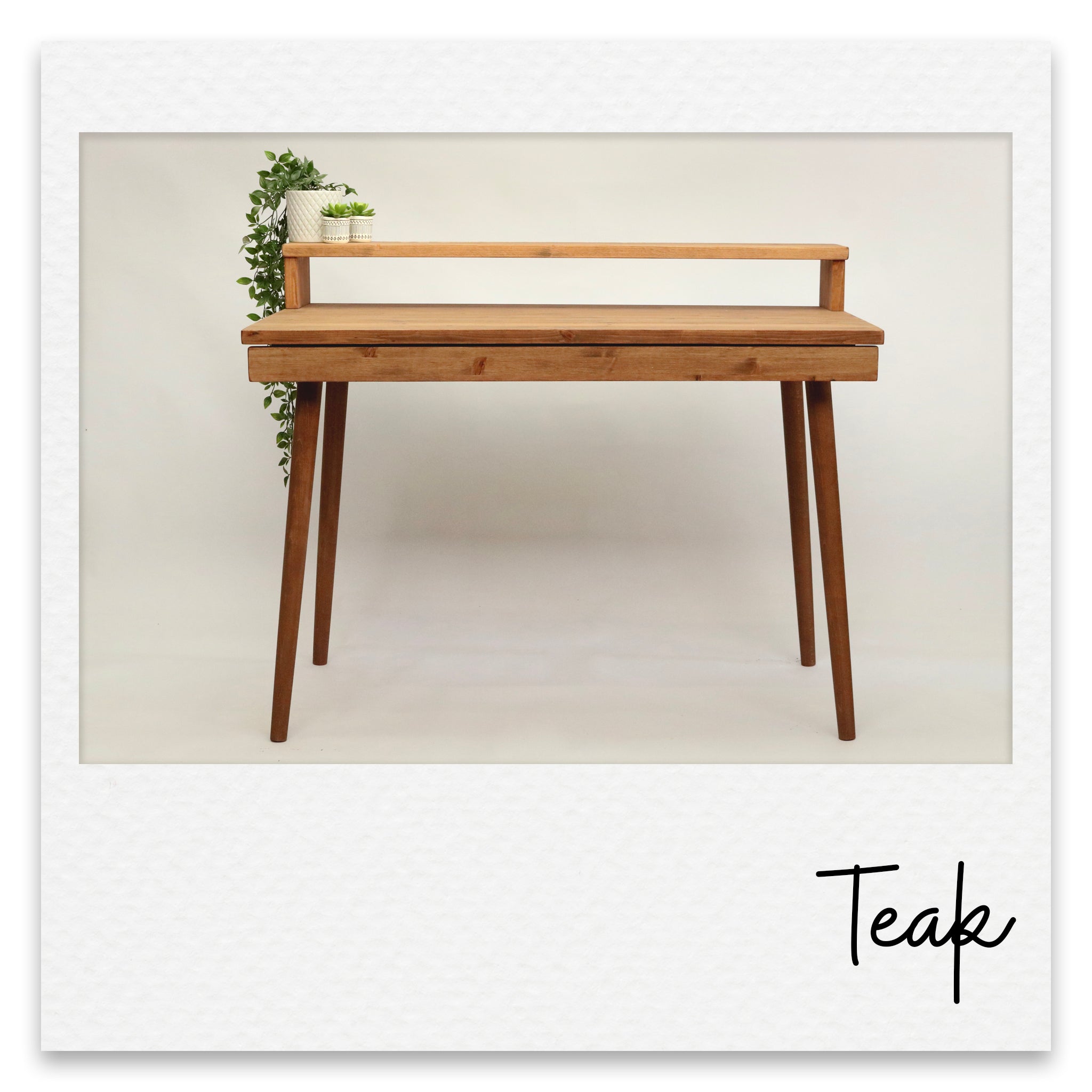 Office Desk with Monitor Stand and Accent Coloured Drawer - Ginger