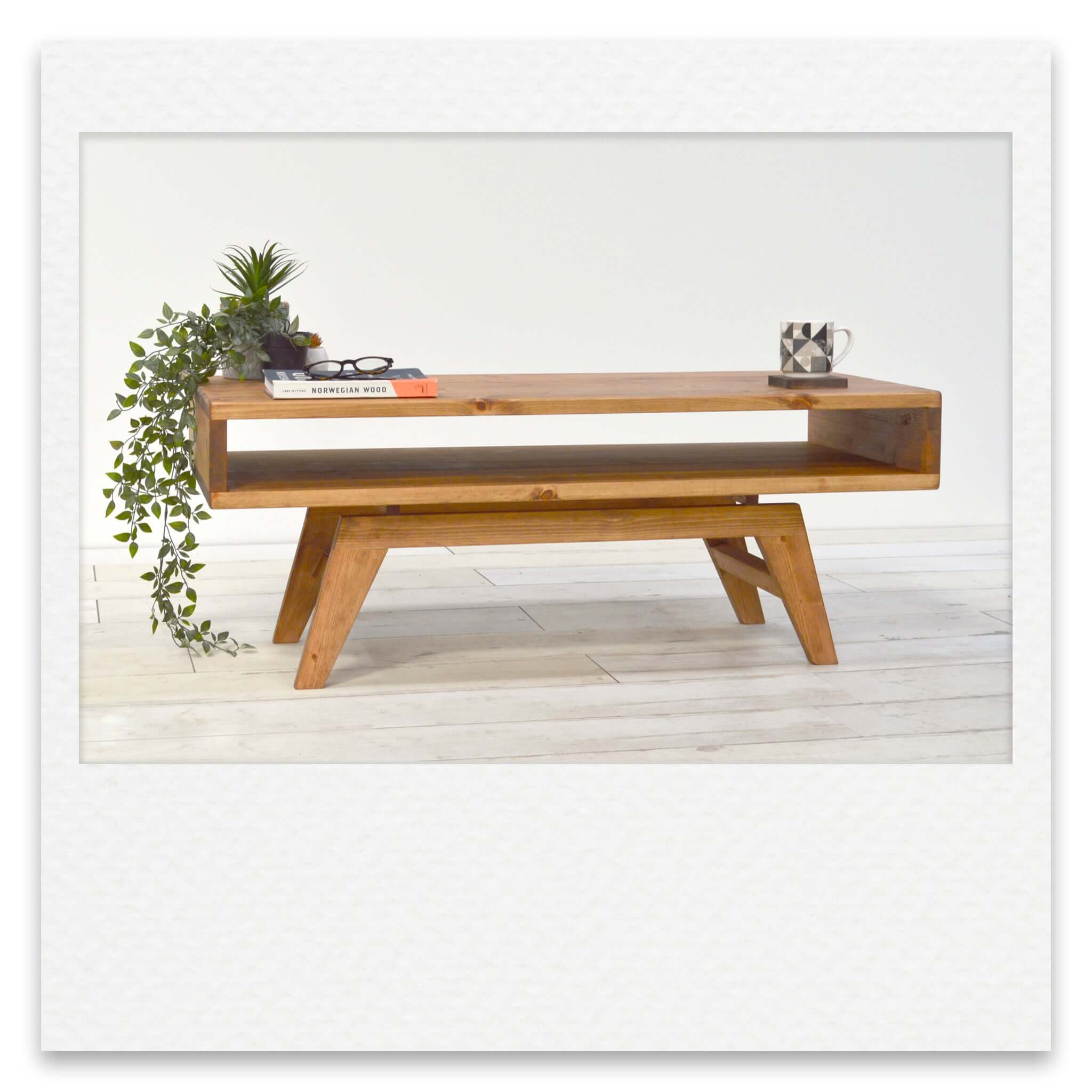 Mid Century Low Coffee Table in Solid Wood