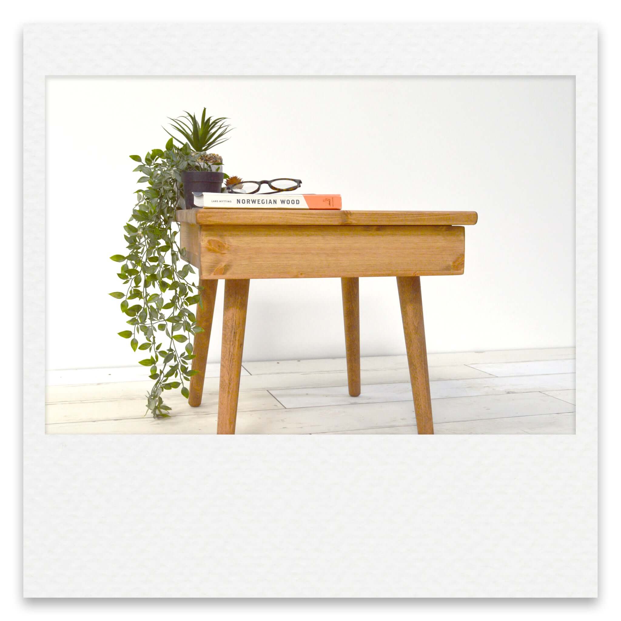 Small Bedside Table with Single Hidden Drawer