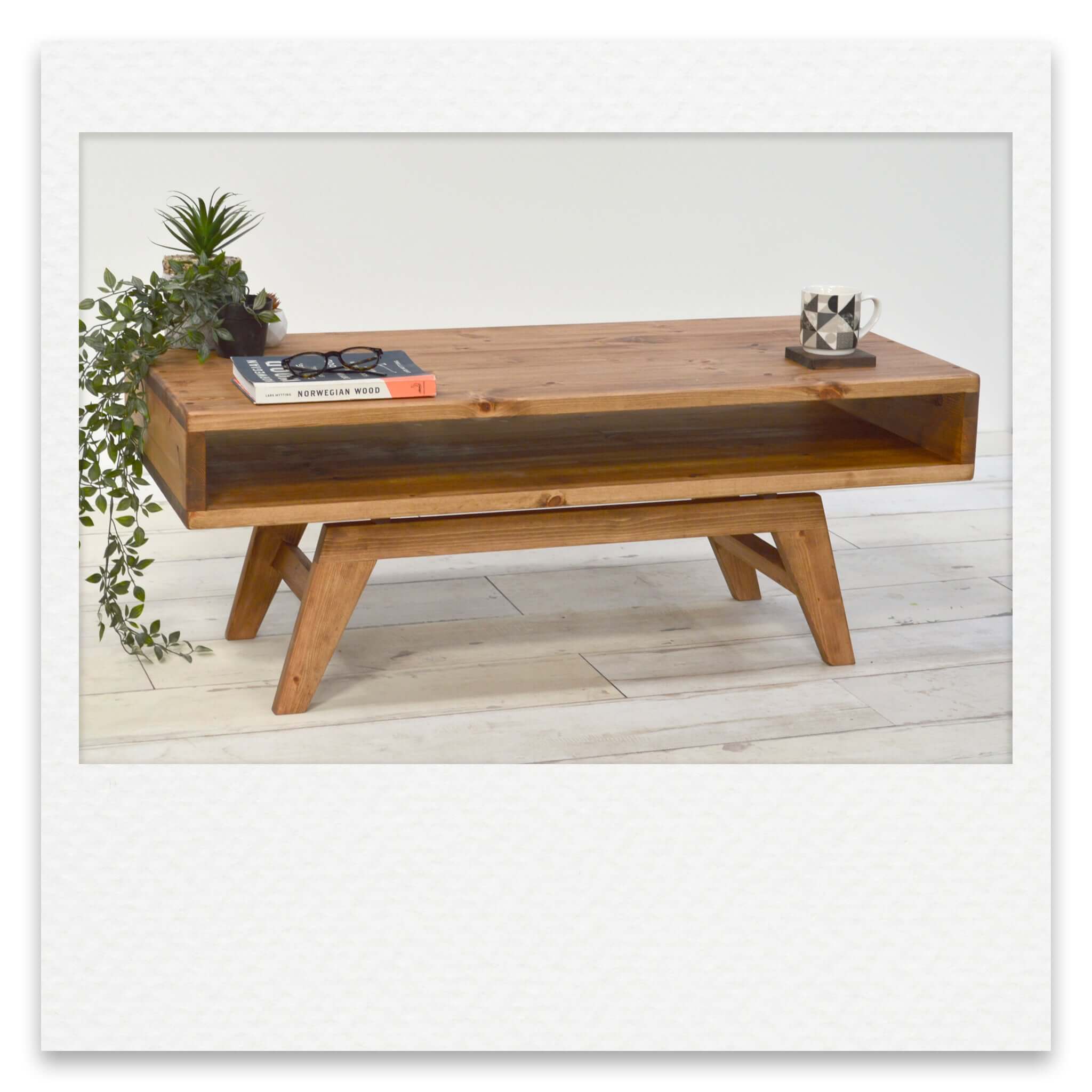 Mid Century Low Coffee Table in Solid Wood