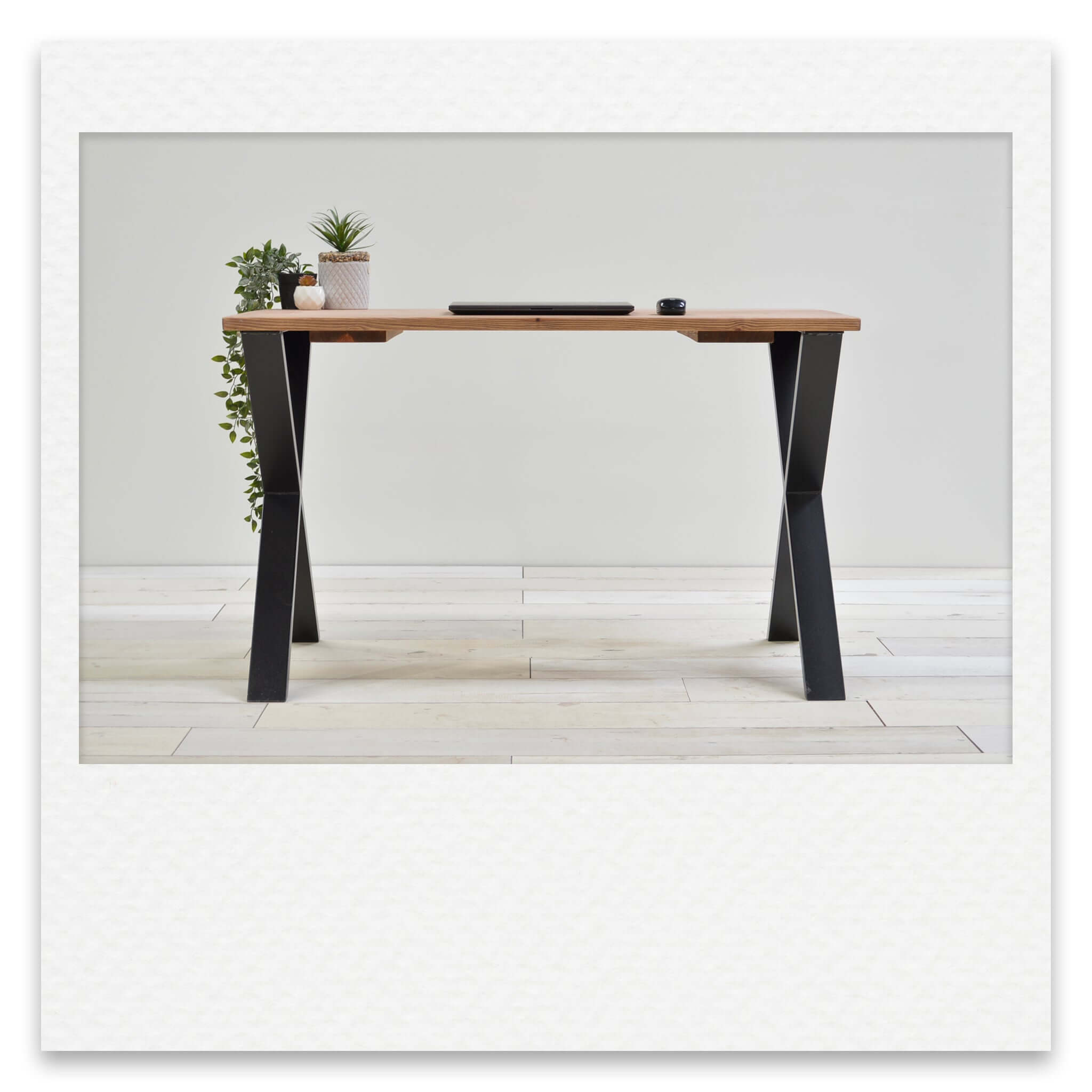 Industrial Desk with Steel X Legs