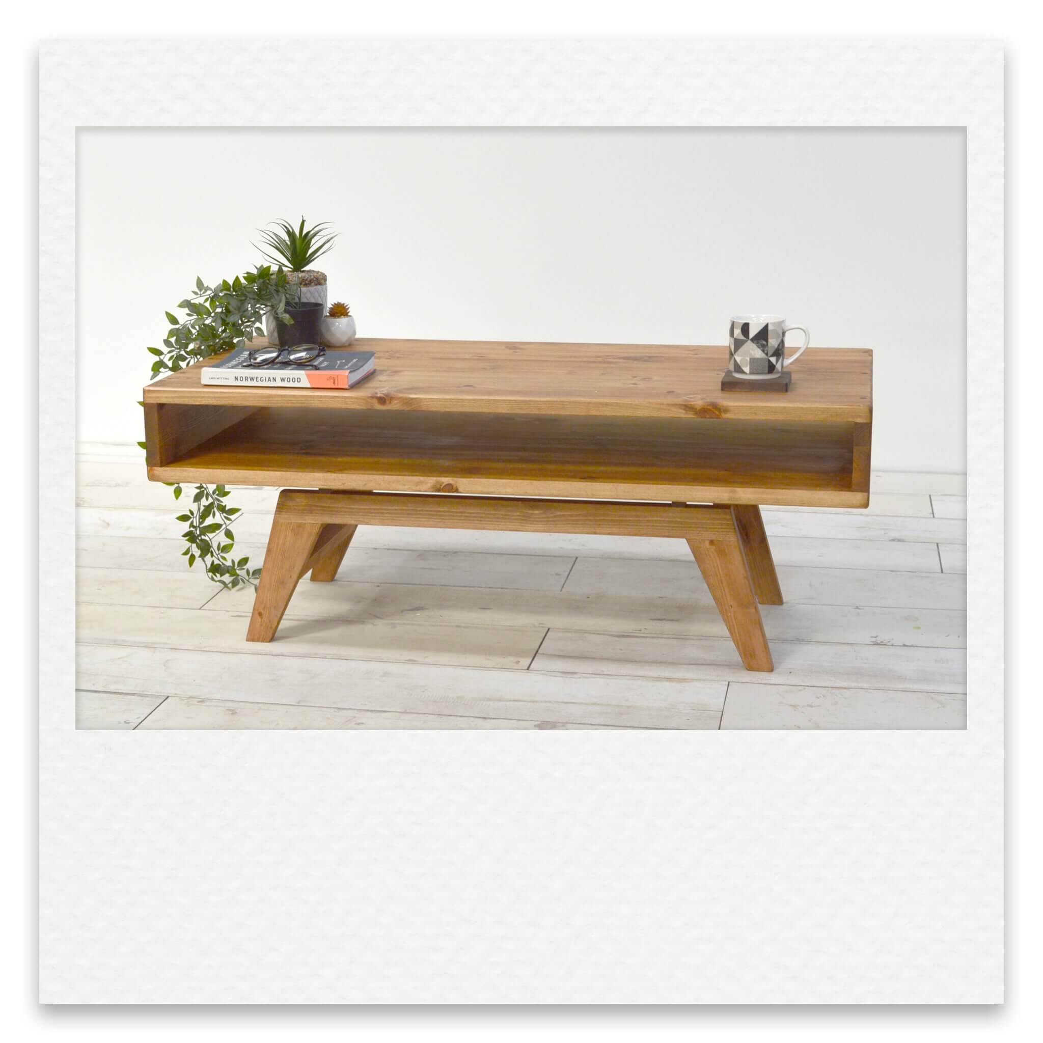 Mid Century Low Coffee Table in Solid Wood