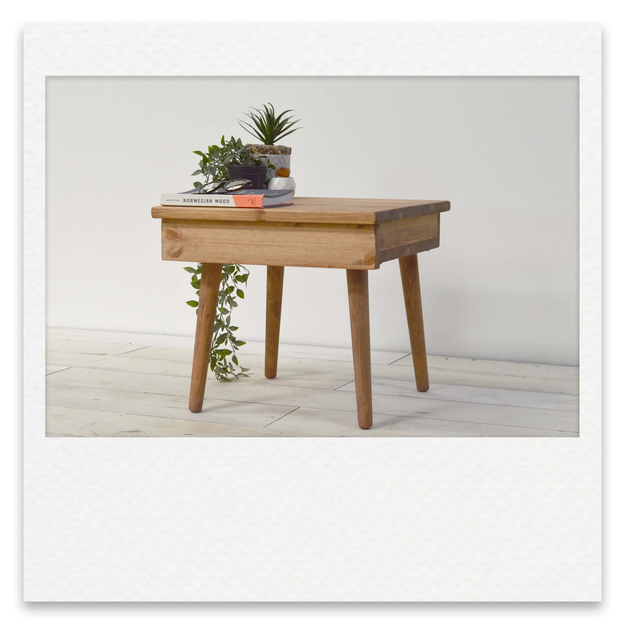 Small Bedside Table with Single Hidden Drawer