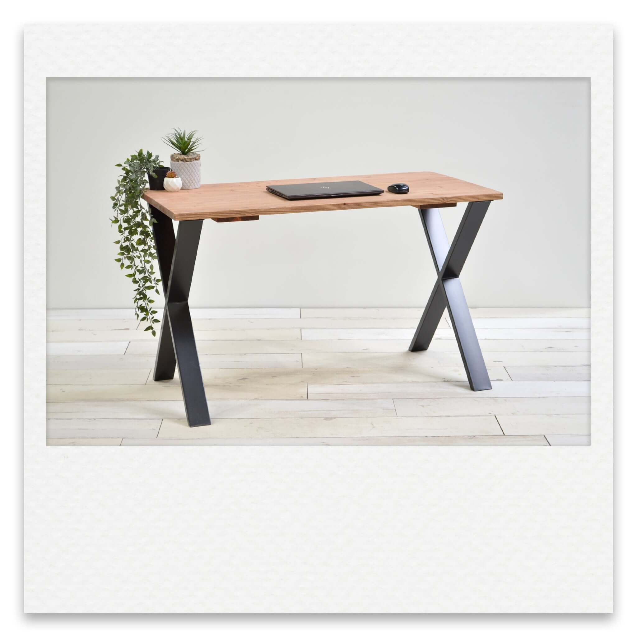 Industrial Desk with Steel X Legs