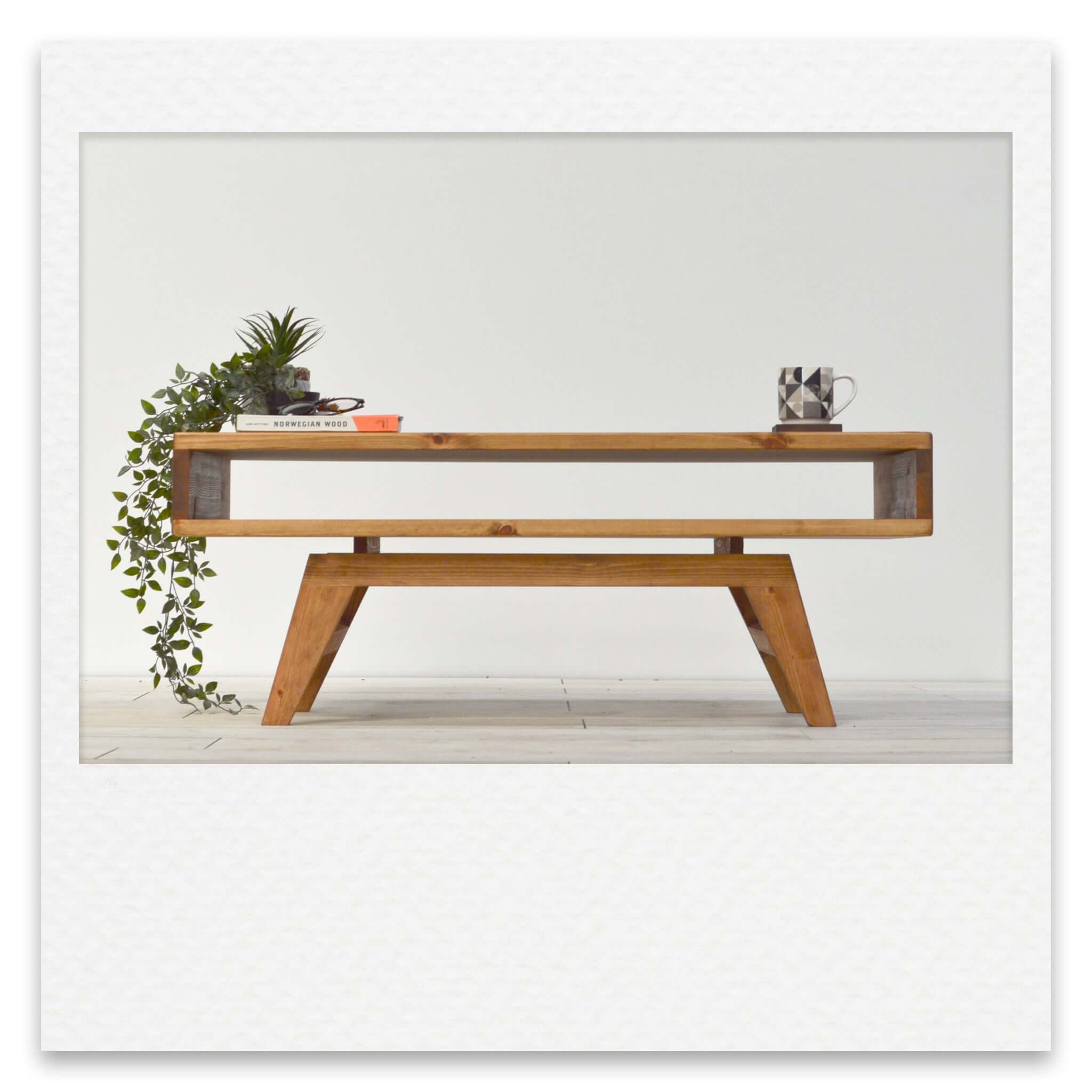 Mid Century Low Coffee Table in Solid Wood