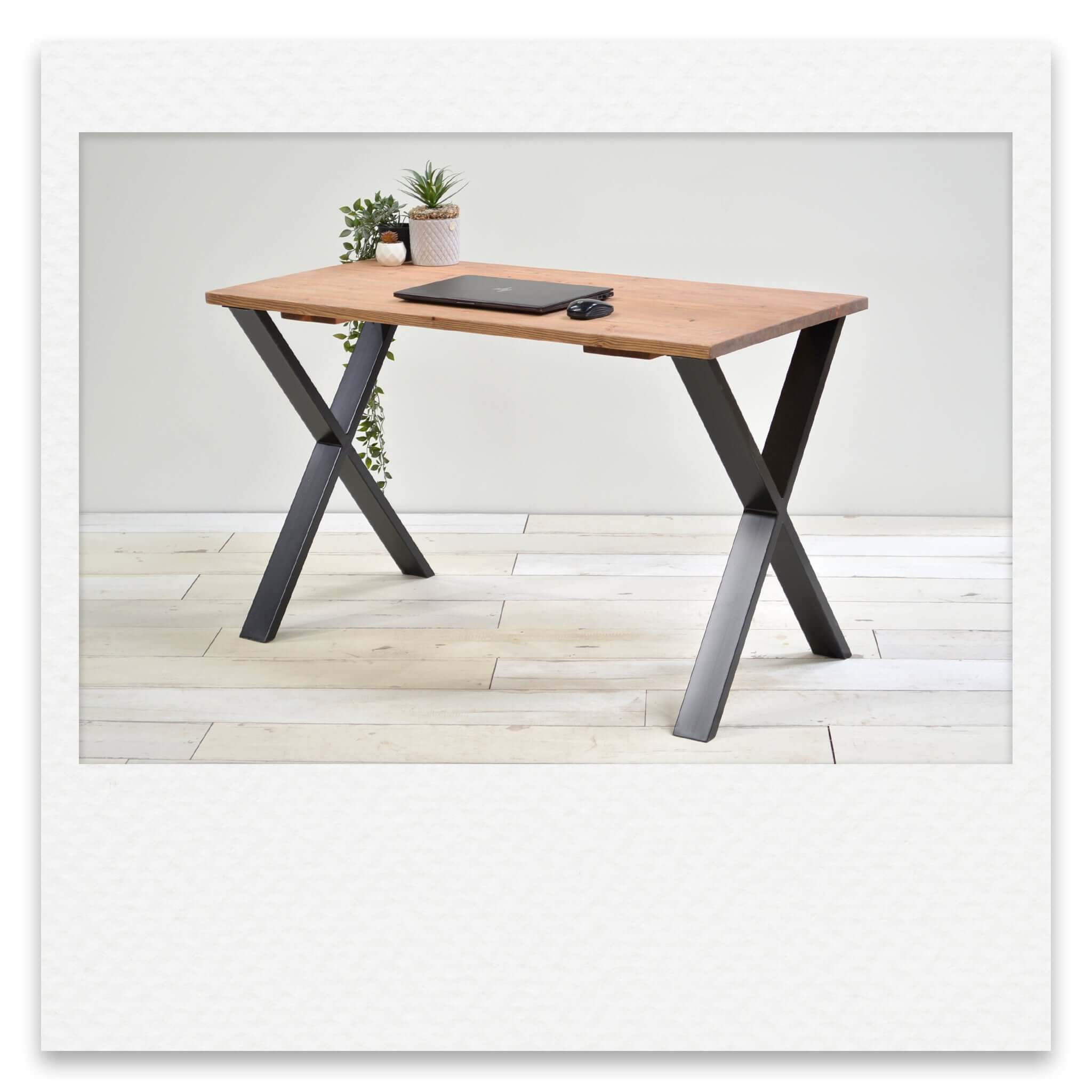 Industrial Desk with Steel X Legs