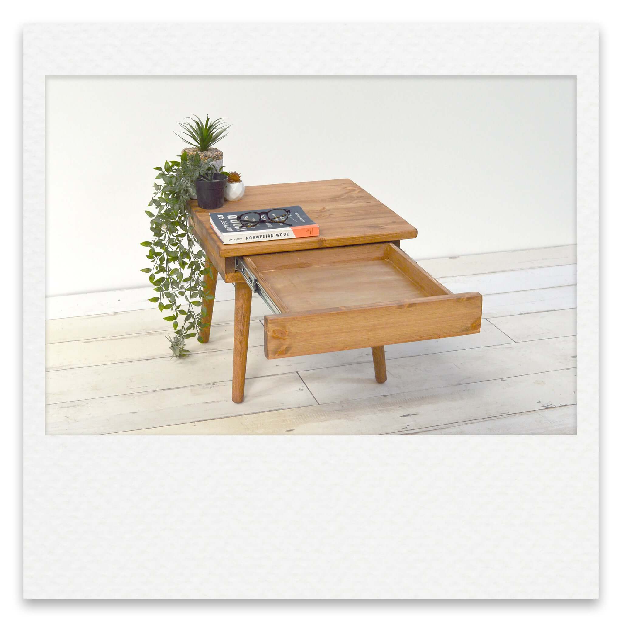 Small Bedside Table with Single Hidden Drawer