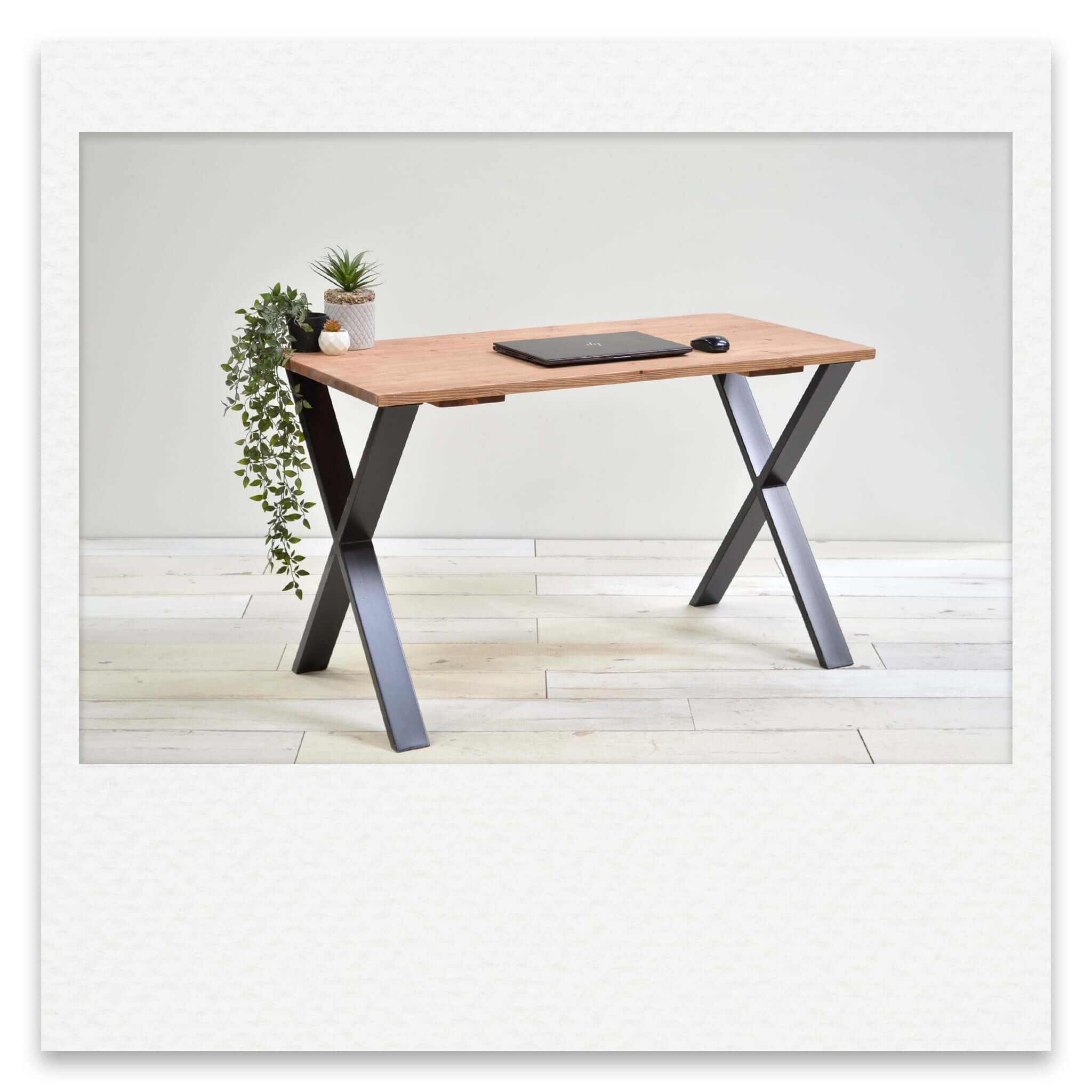 Industrial Desk with Steel X Legs