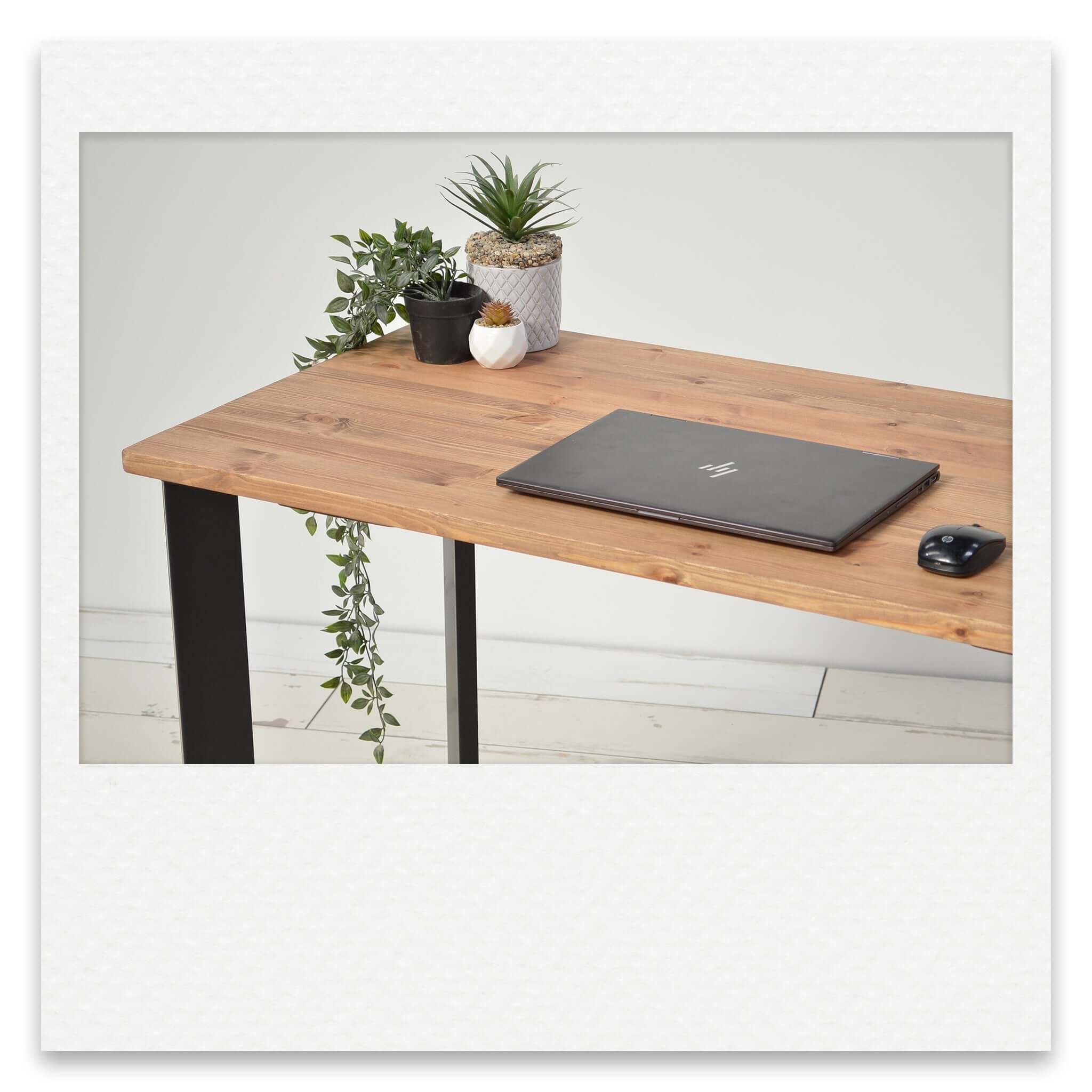 Simple Desk with Industrial Metal Box Legs