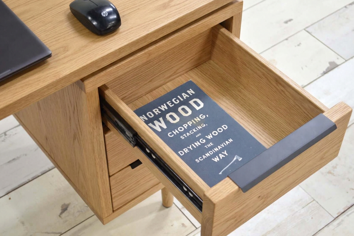 Harvey open drawer in matching oak