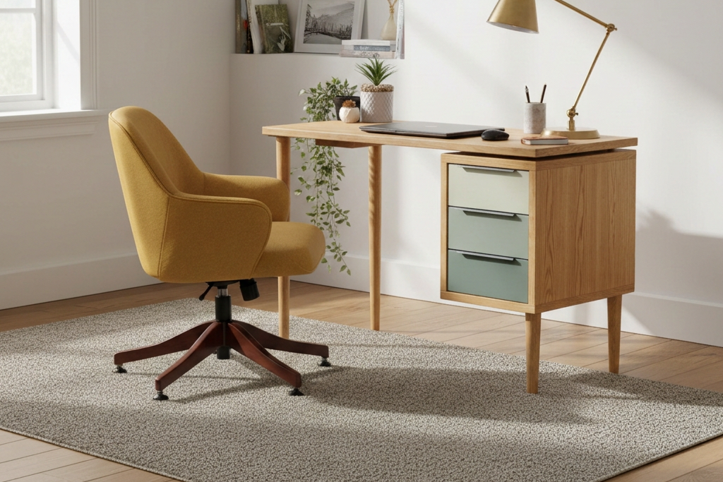 Oak desk with original painted drawers