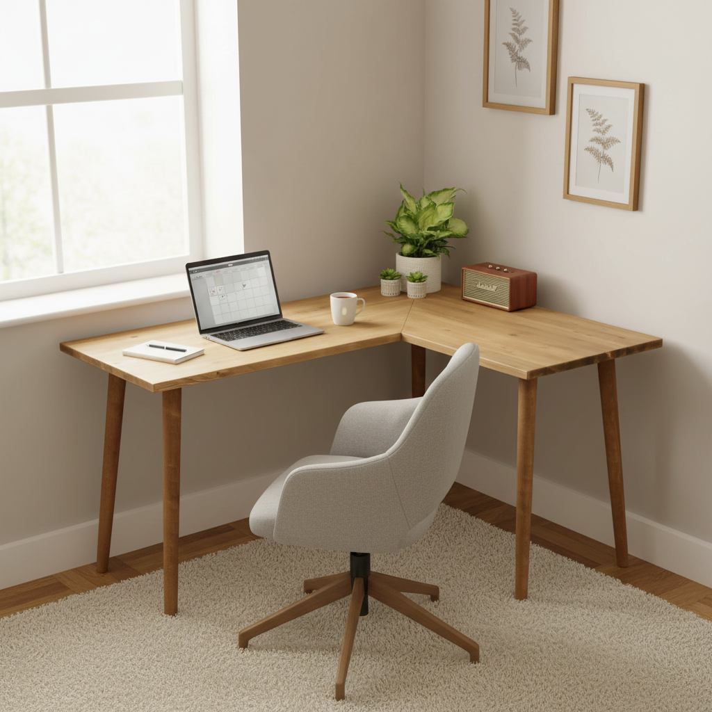 Rosie desk in corner angled view