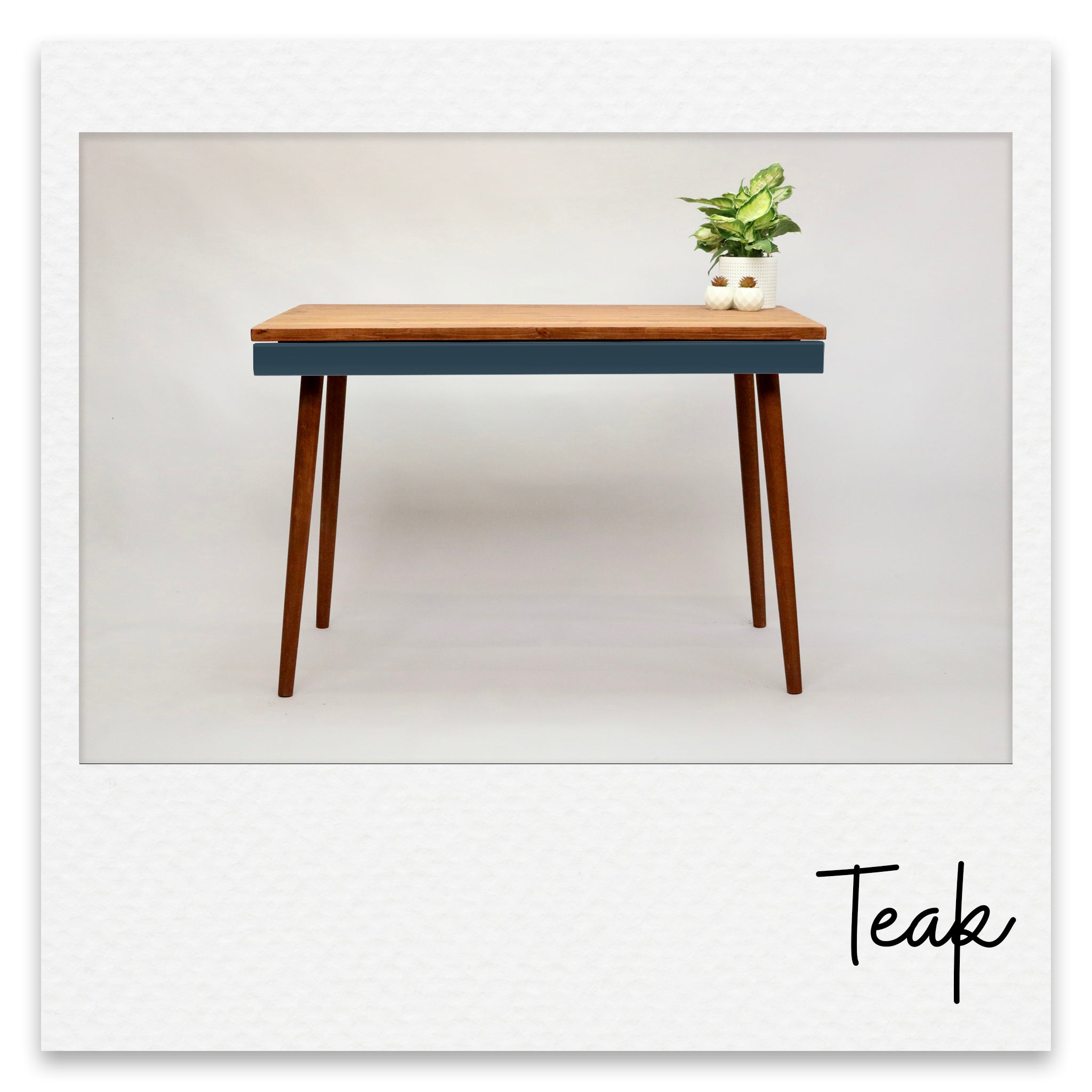 Scandinavian Simple Desk with Shallow Drawer and Painted Drawer Face - Jessica
